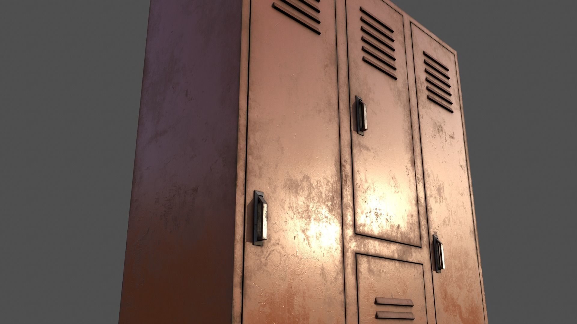 PBR School Gym Locker 05 - Orange Low-poly 3D model_15