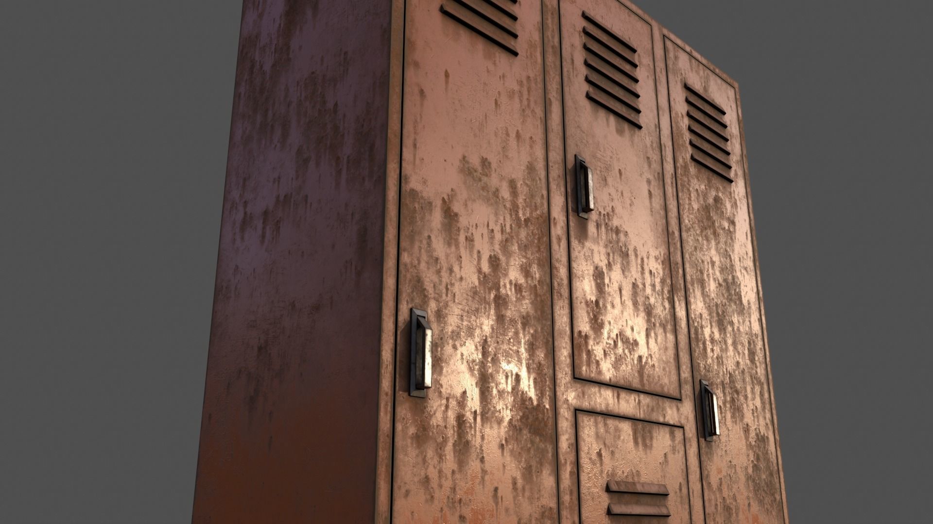 PBR School Gym Locker 05 - Orange Low-poly 3D model_16