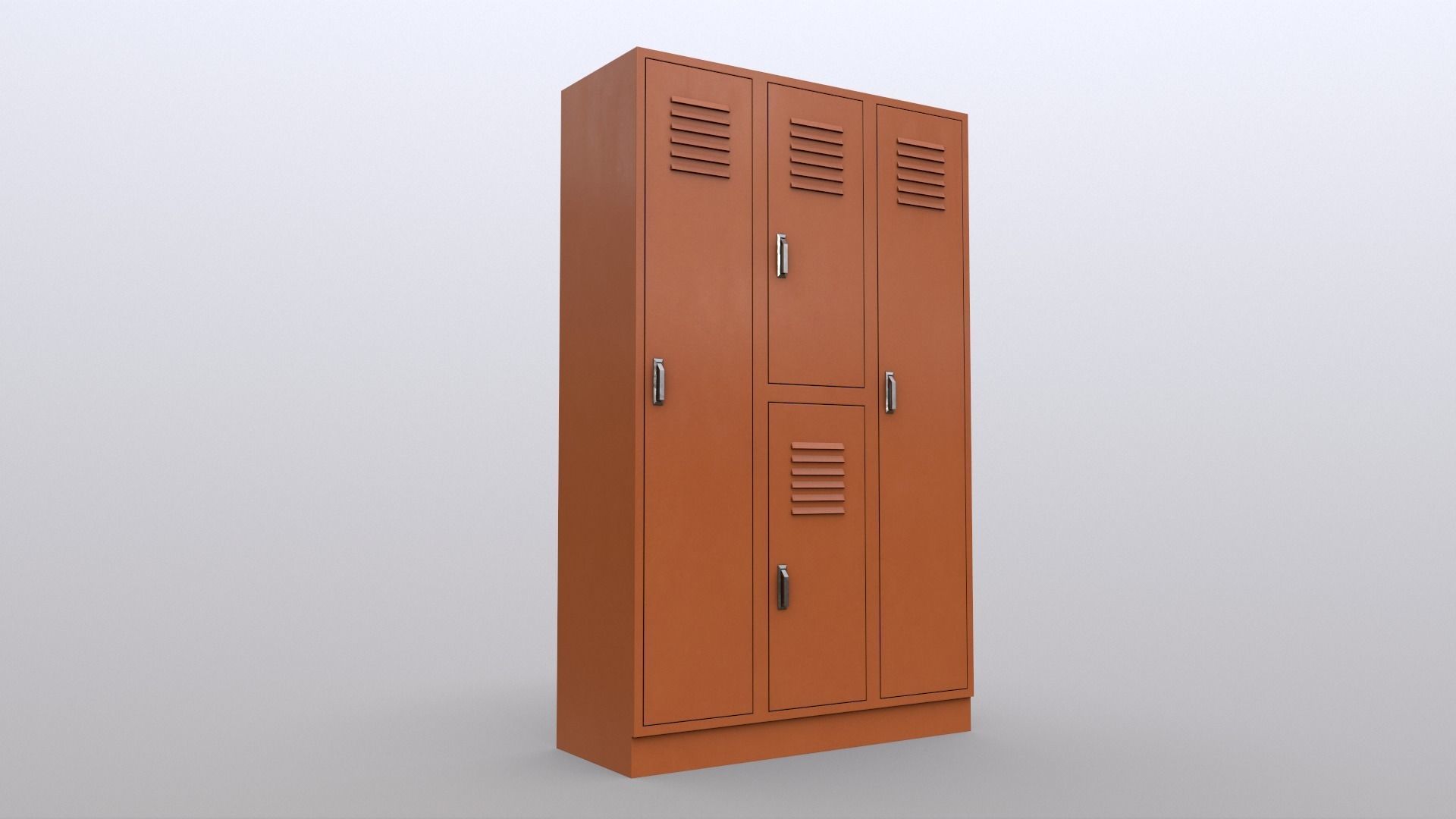PBR School Gym Locker 05 - Orange Low-poly 3D model_8
