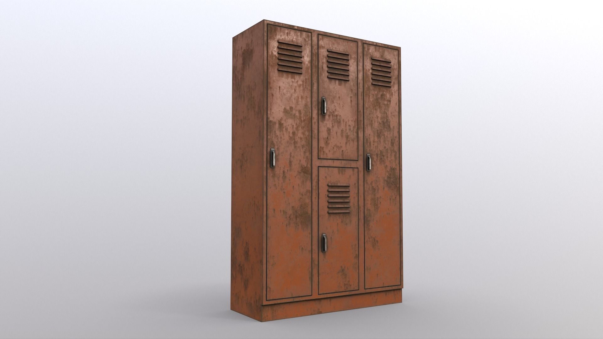 PBR School Gym Locker 05 - Orange Low-poly 3D model_7
