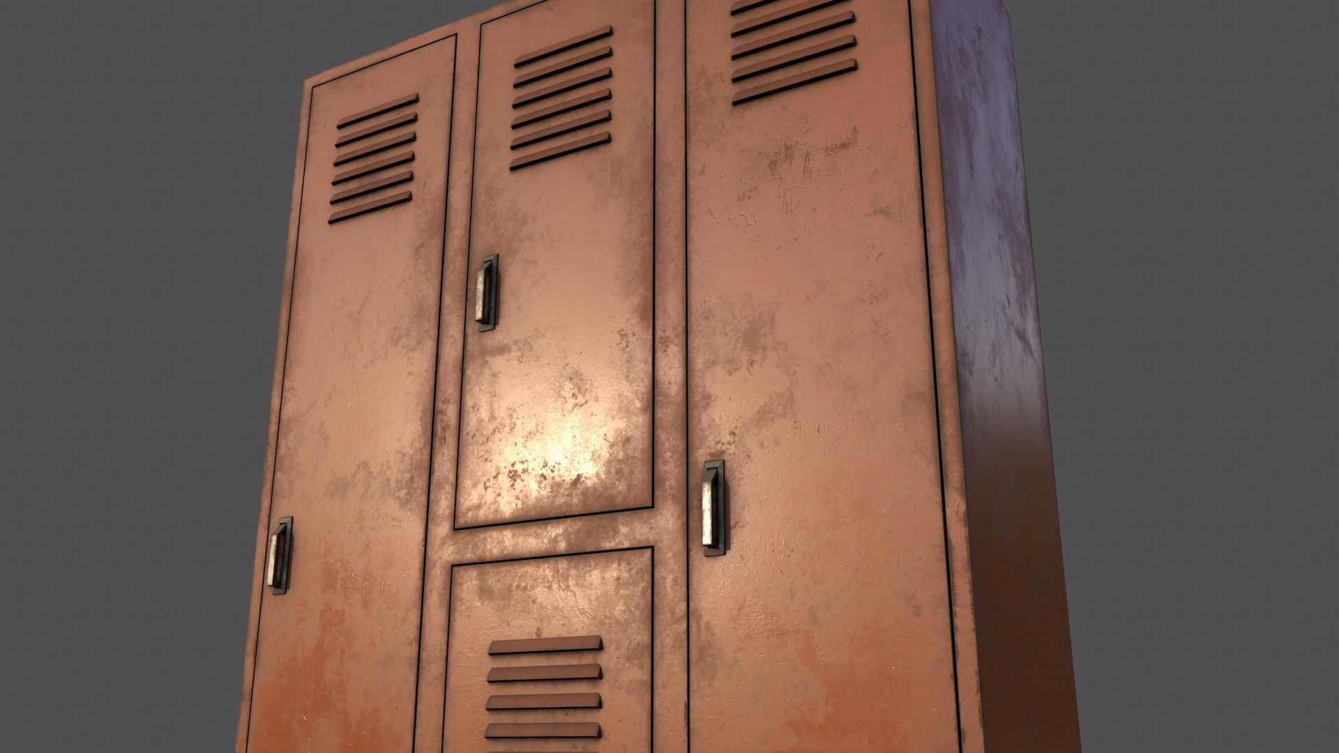 PBR School Gym Locker 05 - Orange Low-poly 3D model_18