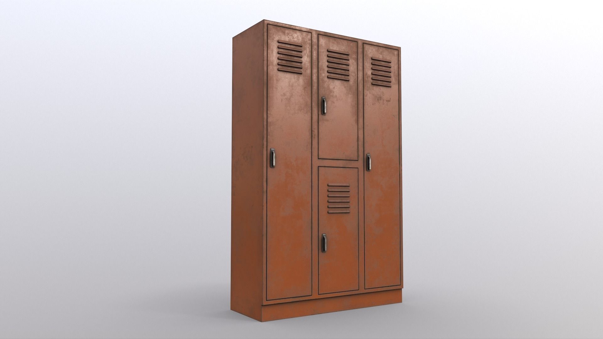 PBR School Gym Locker 05 - Orange Low-poly 3D model_6