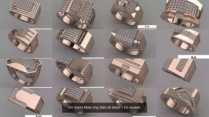 63 Gents Male ring 3dm stl detail 