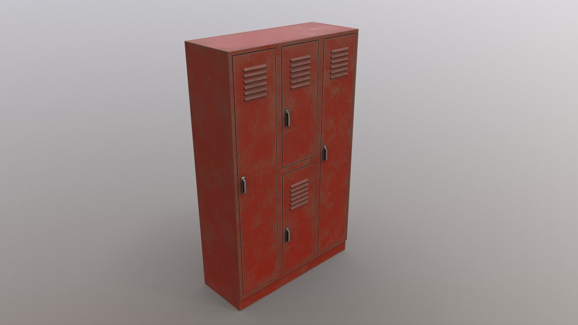 PBR School Gym Locker 05 - Red Low-poly 3D model_12