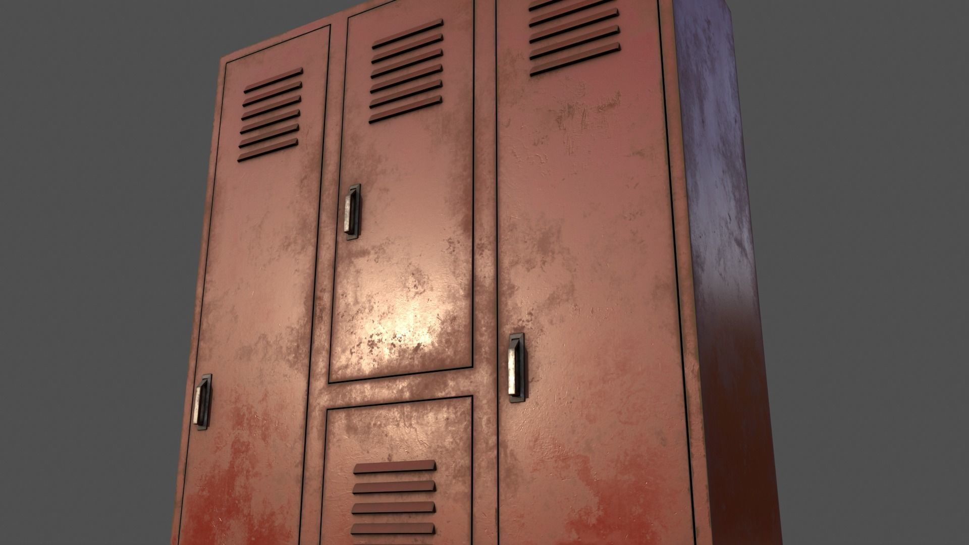 PBR School Gym Locker 05 - Red Low-poly 3D model_18