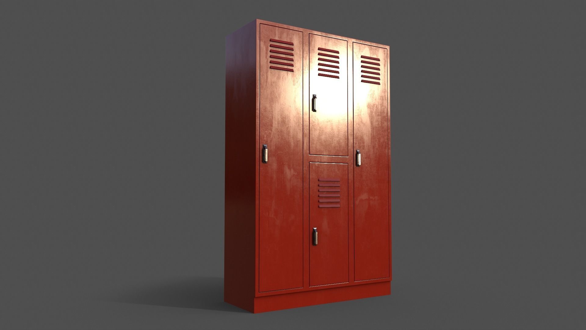 PBR School Gym Locker 05 - Red Low-poly 3D model_2