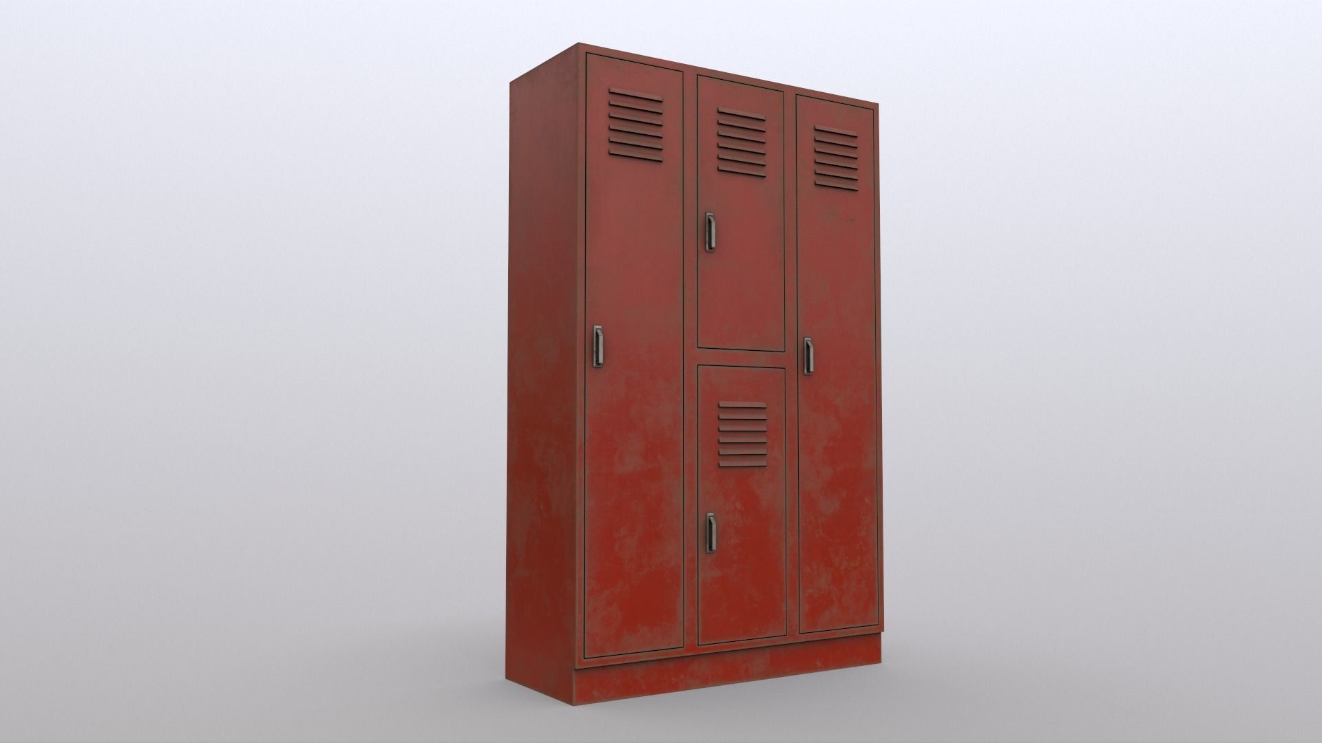PBR School Gym Locker 05 - Red Low-poly 3D model_9