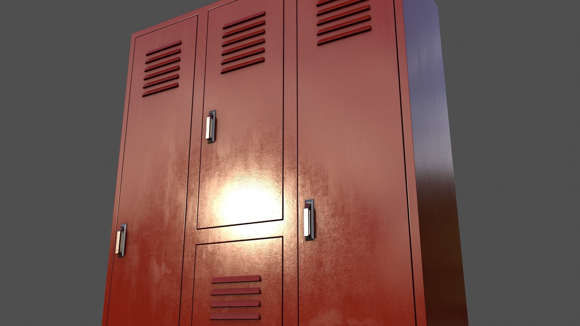 PBR School Gym Locker 05 - Red Low-poly 3D model_17