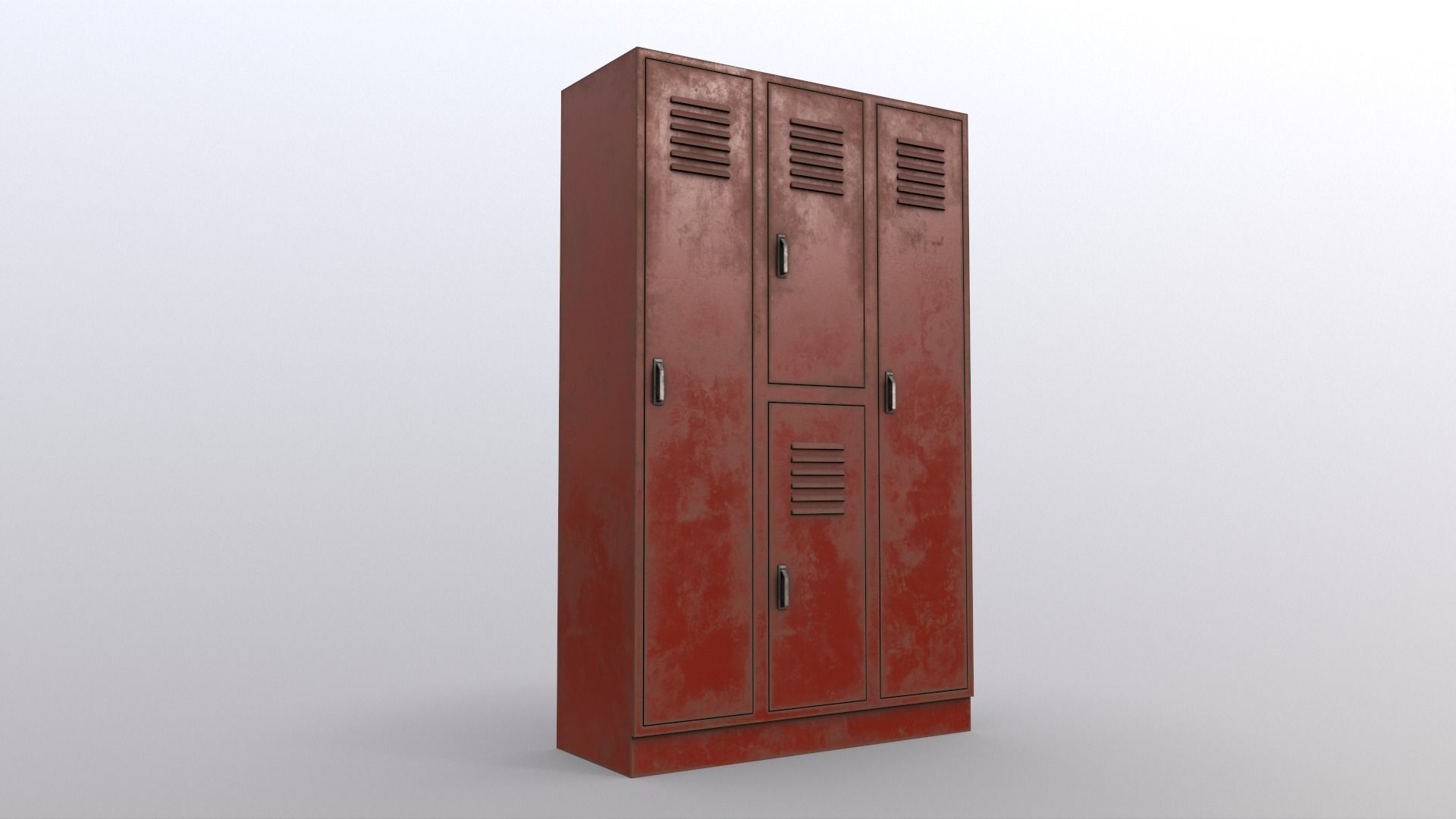 PBR School Gym Locker 05 - Red Low-poly 3D model_6