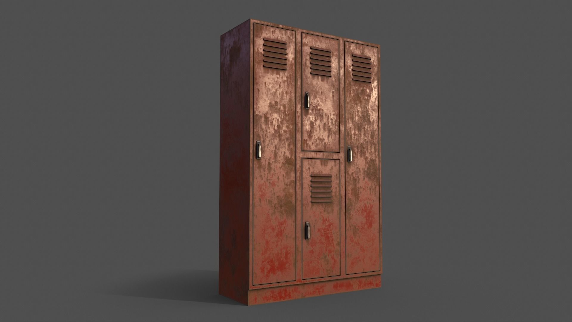 PBR School Gym Locker 05 - Red Low-poly 3D model_4