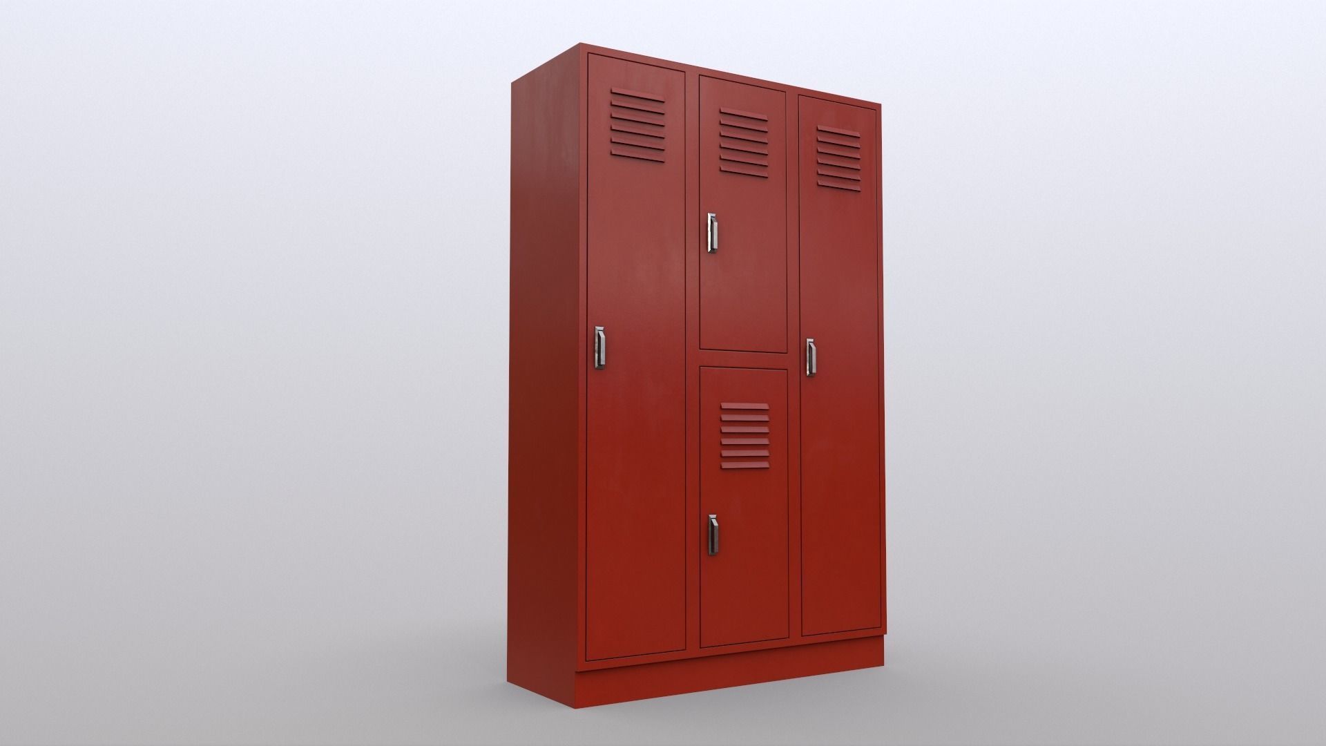 PBR School Gym Locker 05 - Red Low-poly 3D model_8