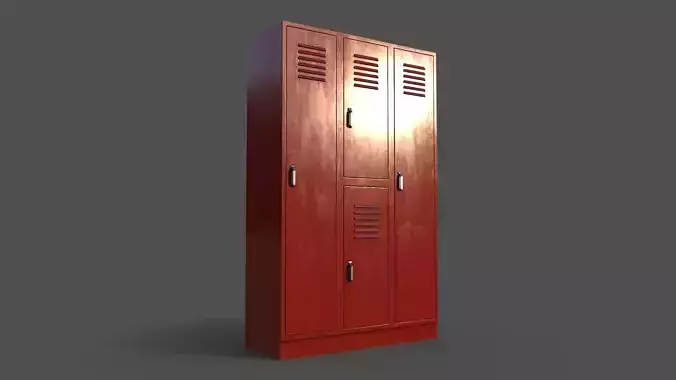 PBR School Gym Locker 05 - Red Low-poly 3D model