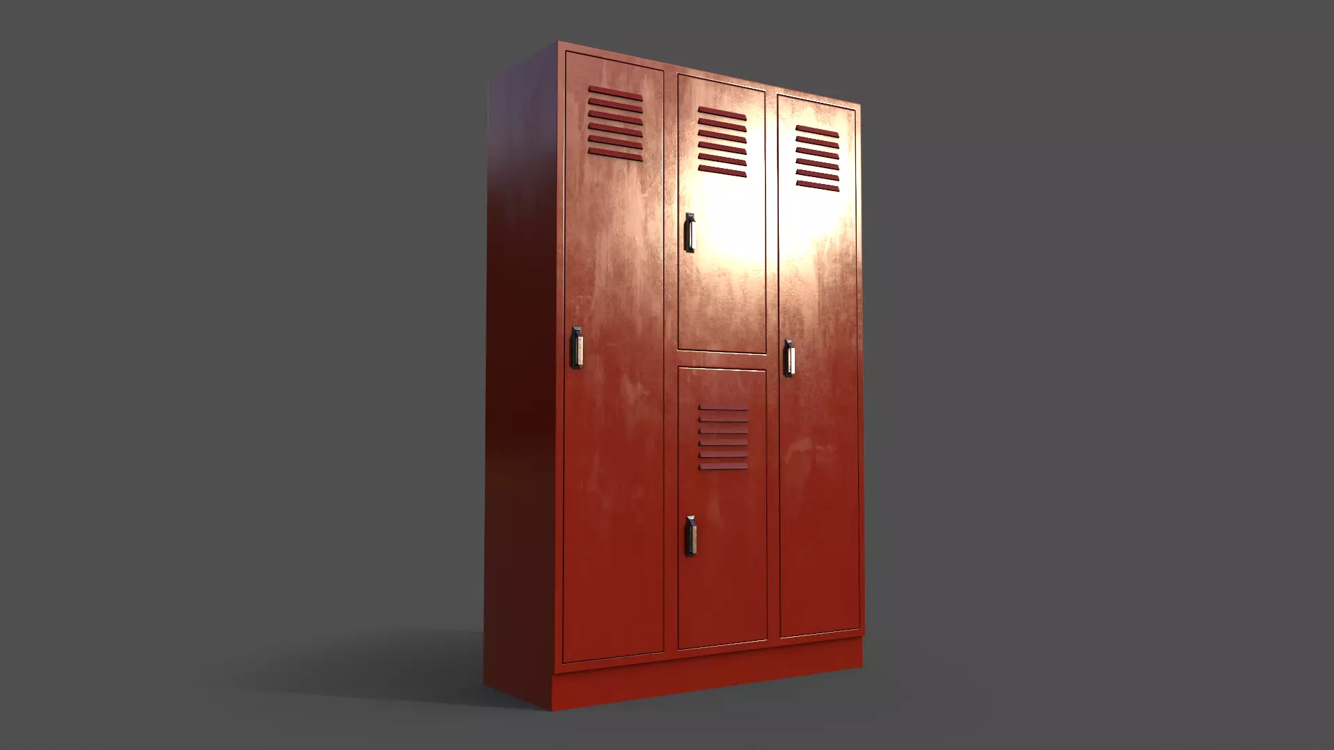 PBR School Gym Locker 05 - Red Low-poly 3D model_0