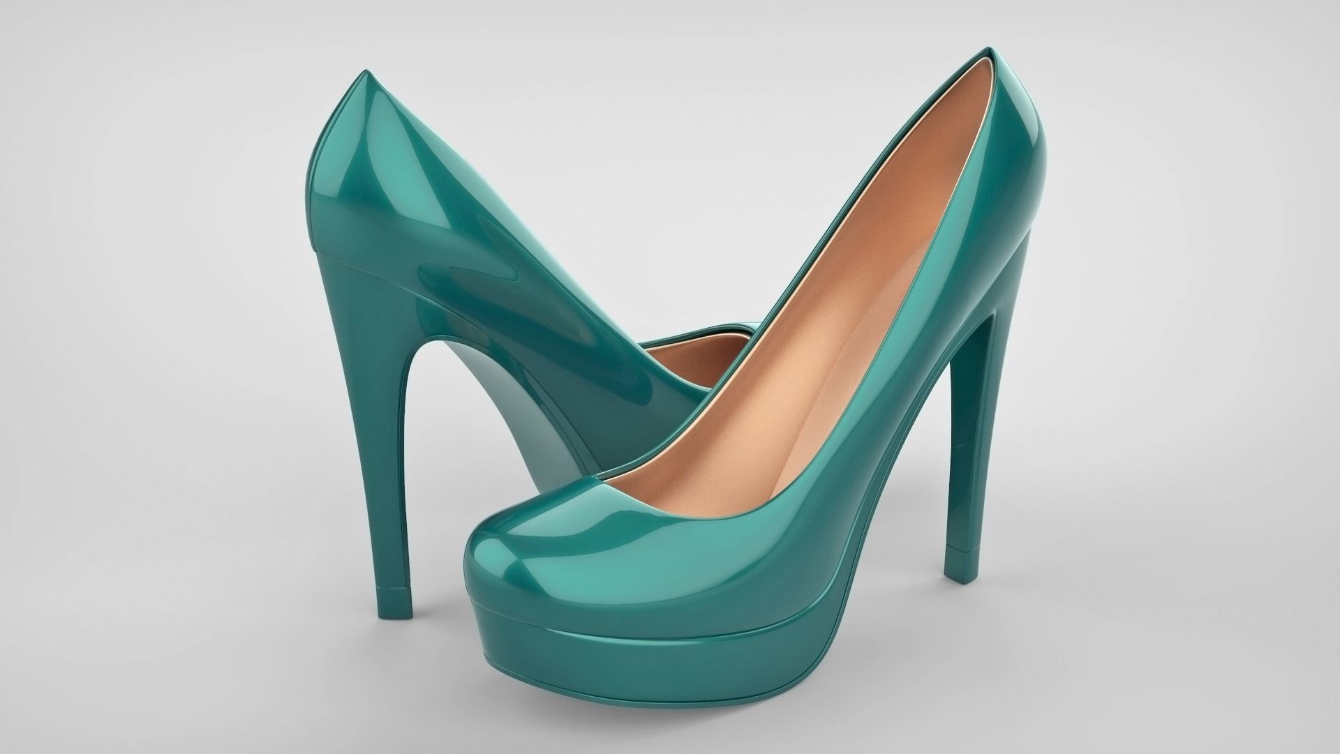 Beautiful stiletto heels with Platform 3D model_11