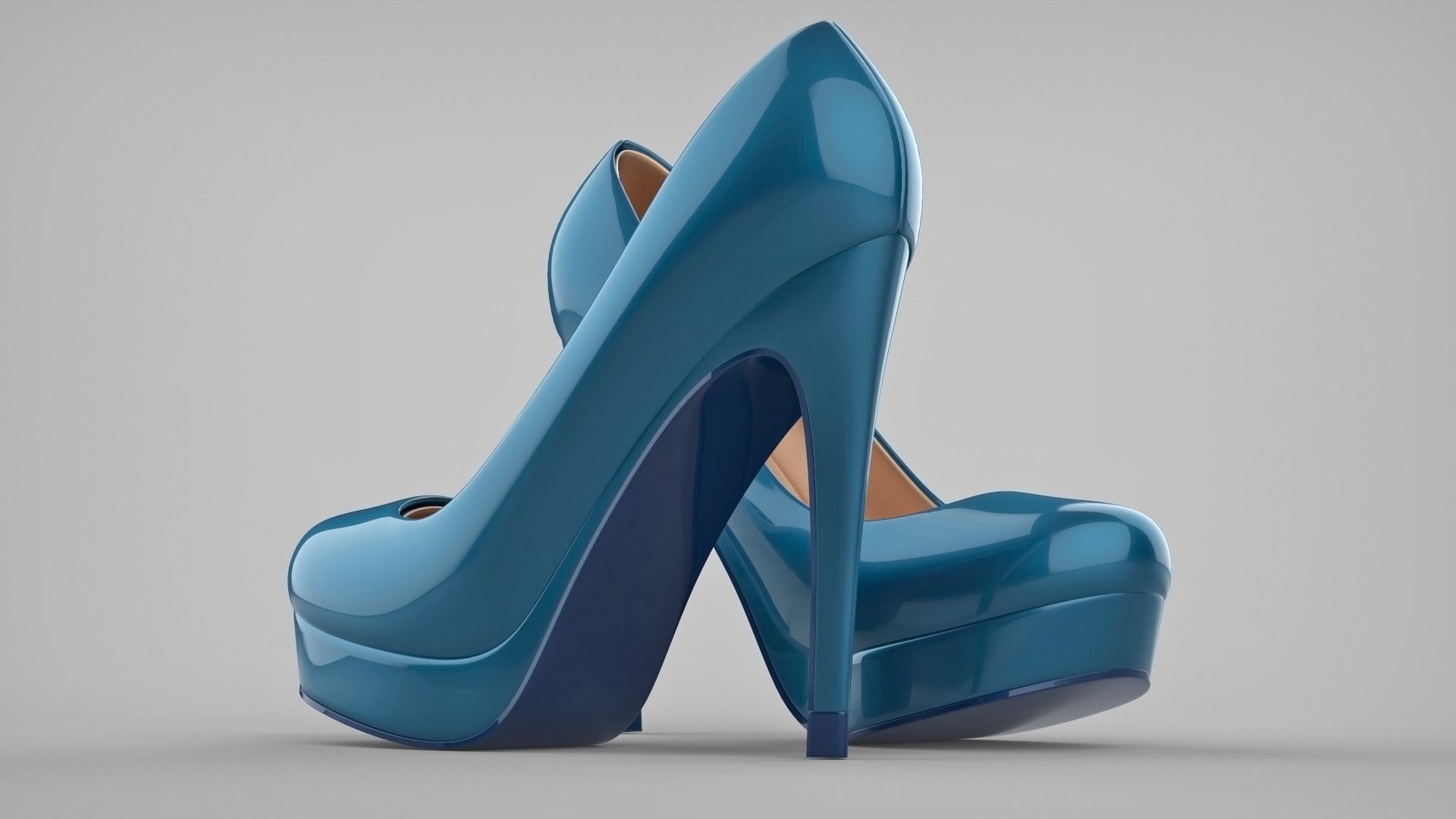 Beautiful stiletto heels with Platform 3D model_30