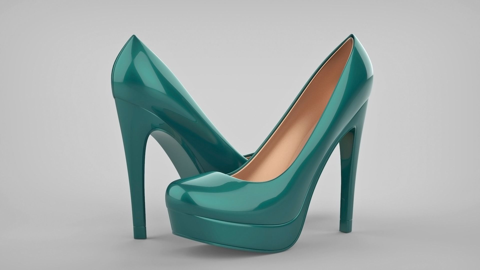 Beautiful stiletto heels with Platform 3D model_16