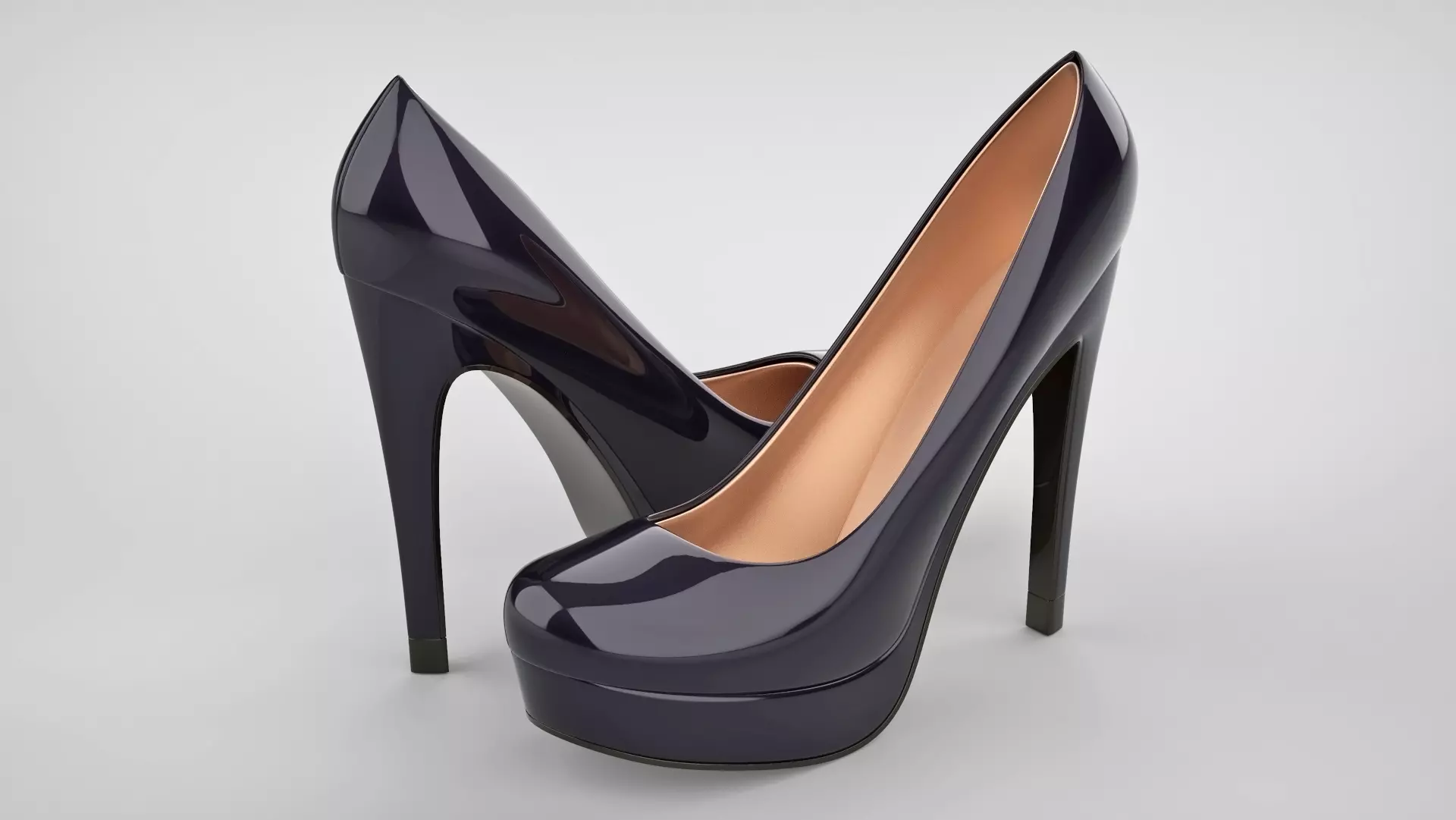 Beautiful stiletto heels with Platform 3D model_0