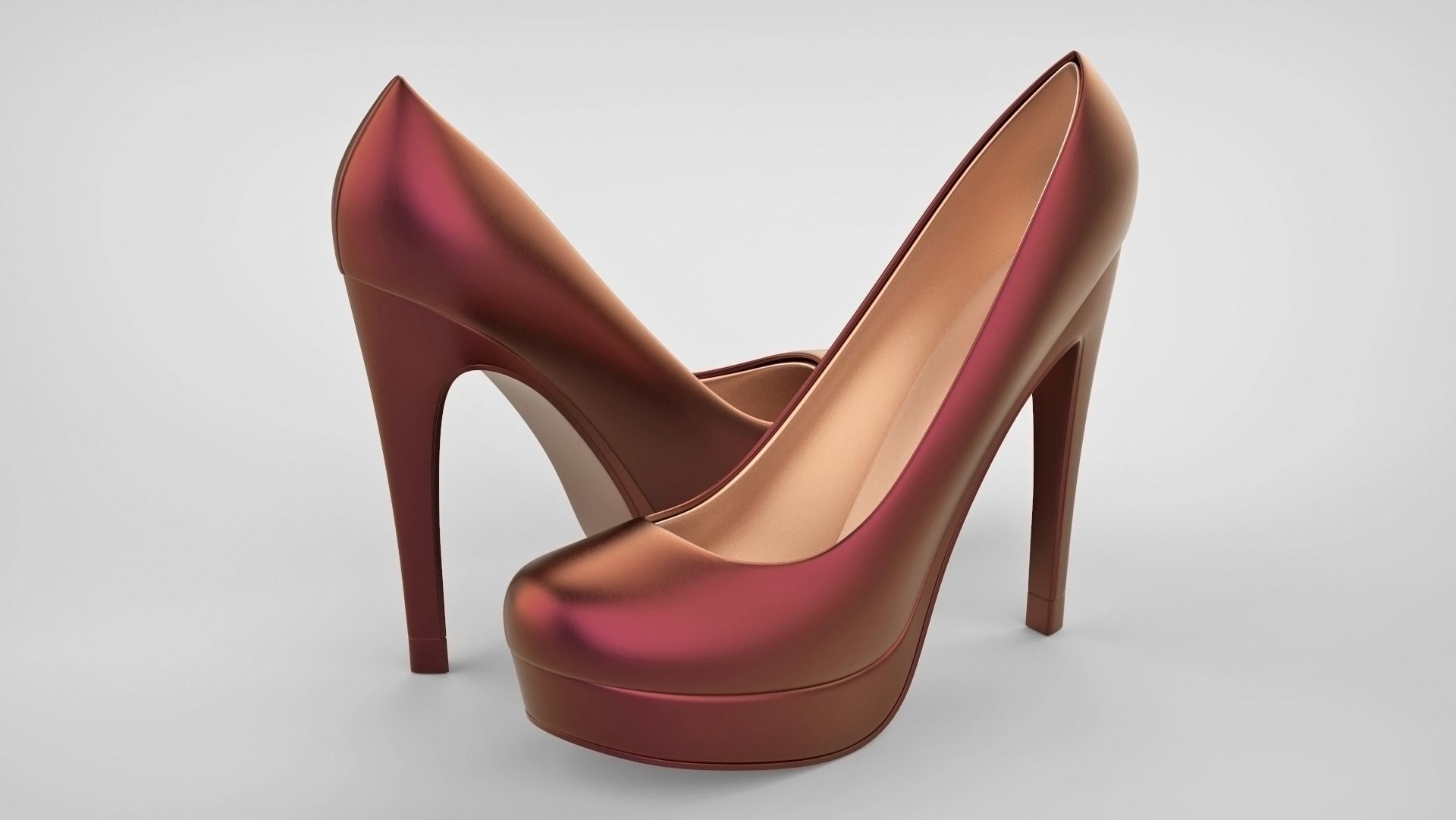 Beautiful stiletto heels with Platform 3D model_17