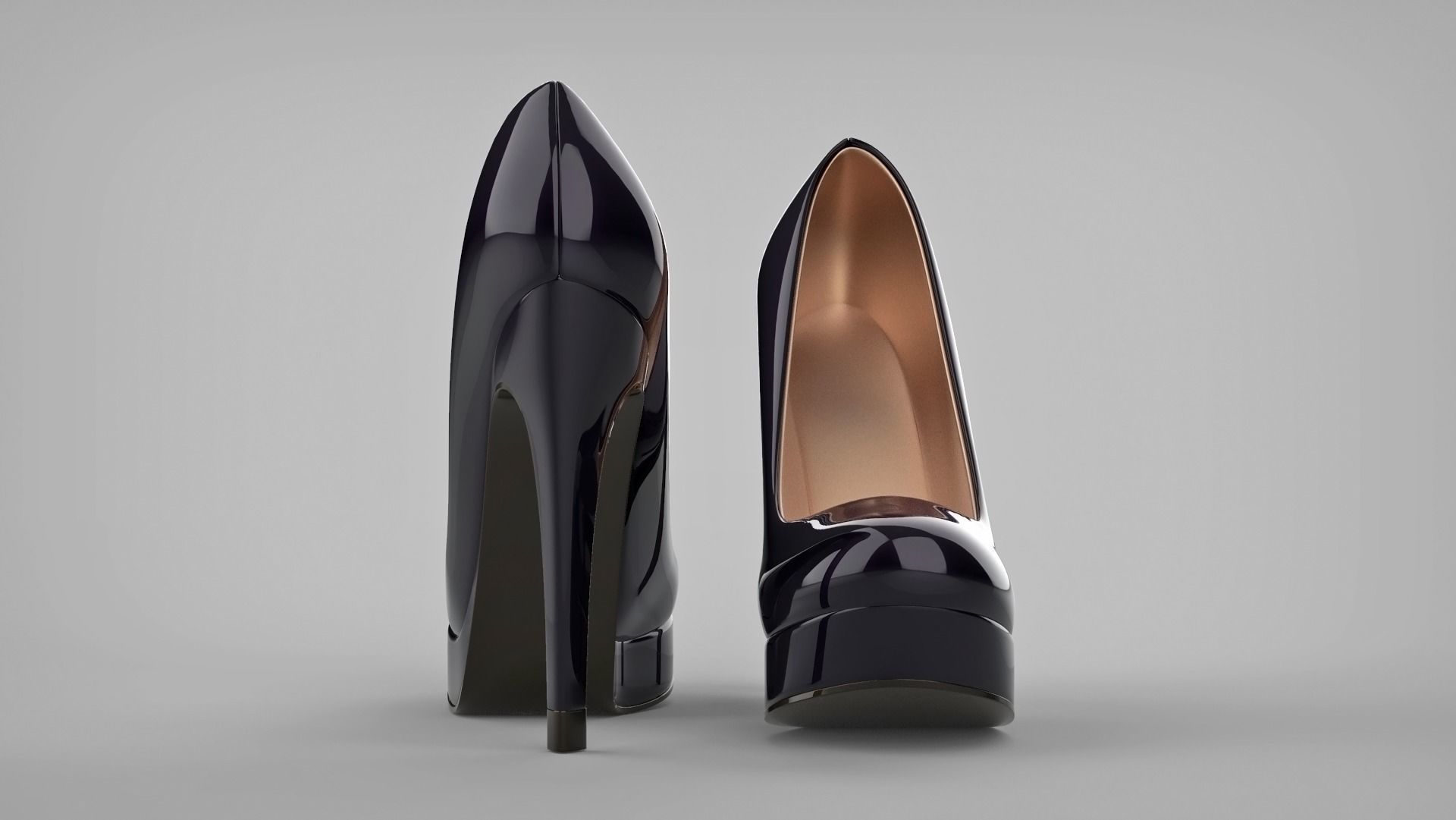Beautiful stiletto heels with Platform 3D model_4