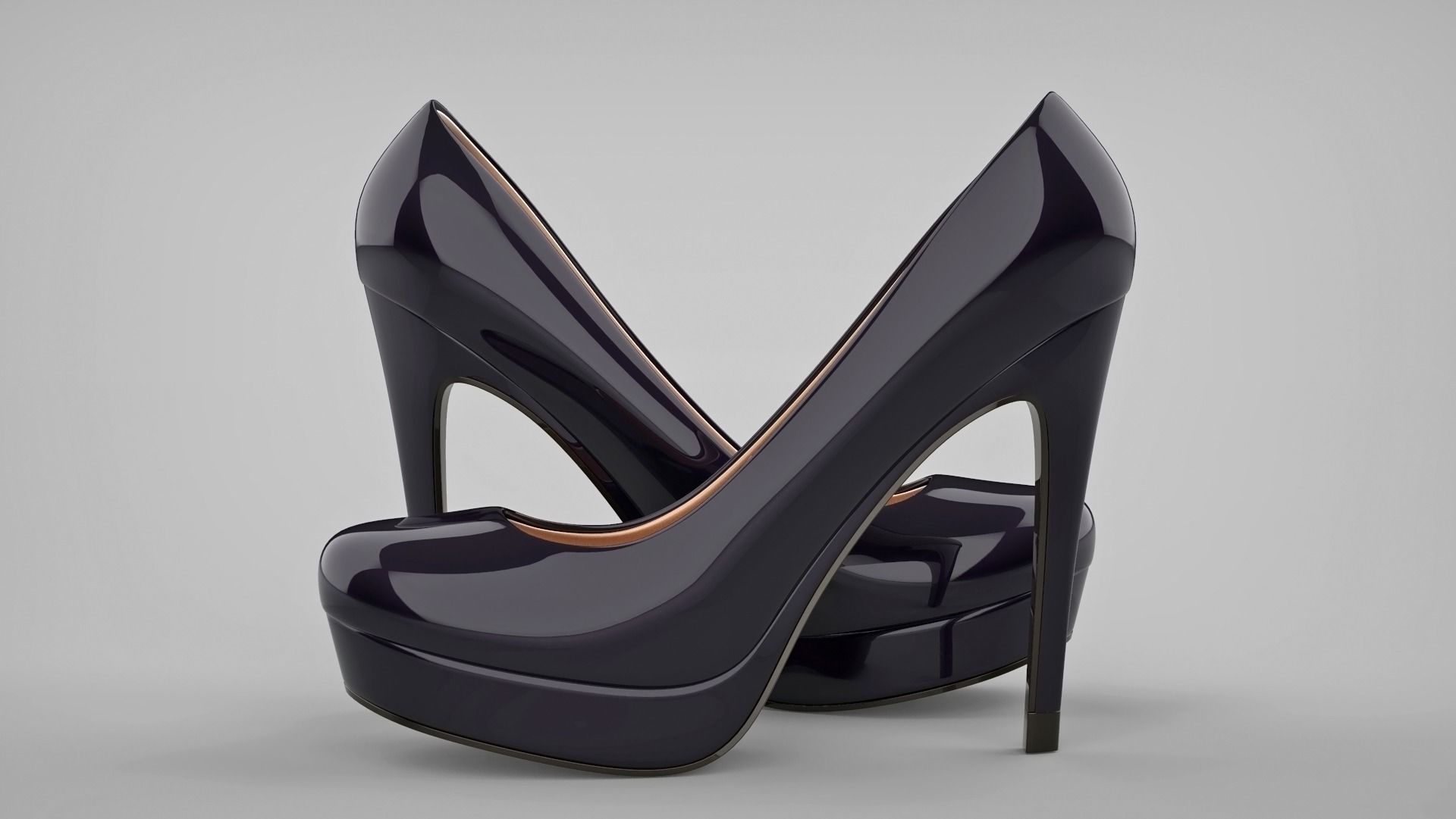Beautiful stiletto heels with Platform 3D model_1