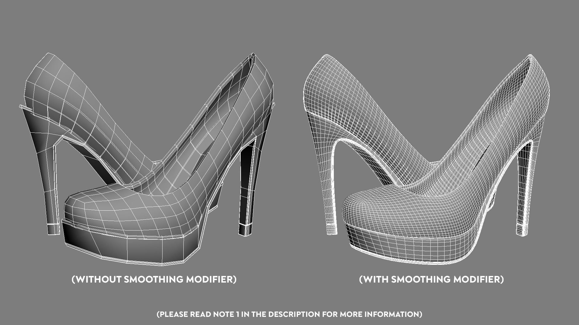 Beautiful stiletto heels with Platform 3D model_6