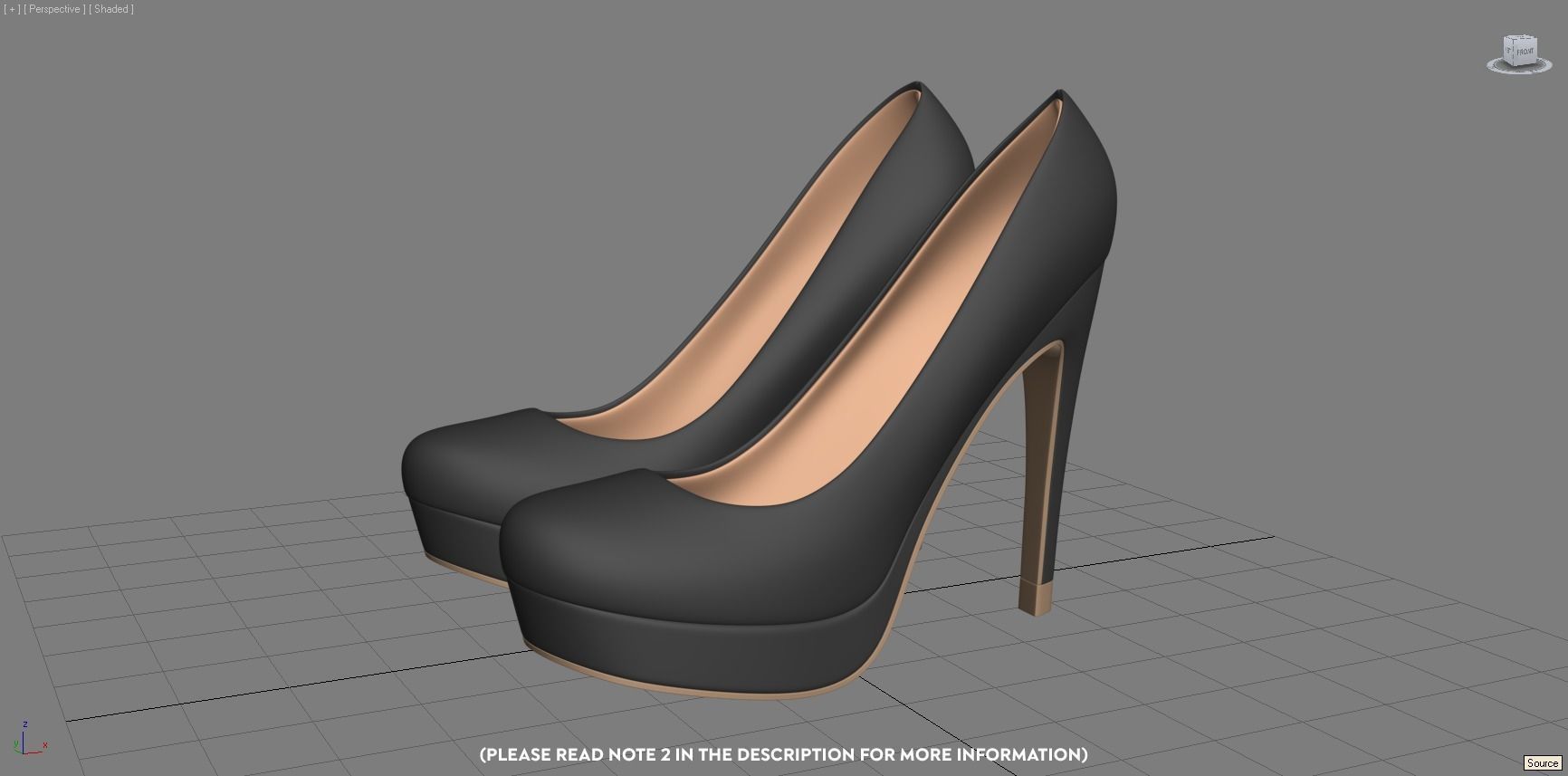 Beautiful stiletto heels with Platform 3D model_7
