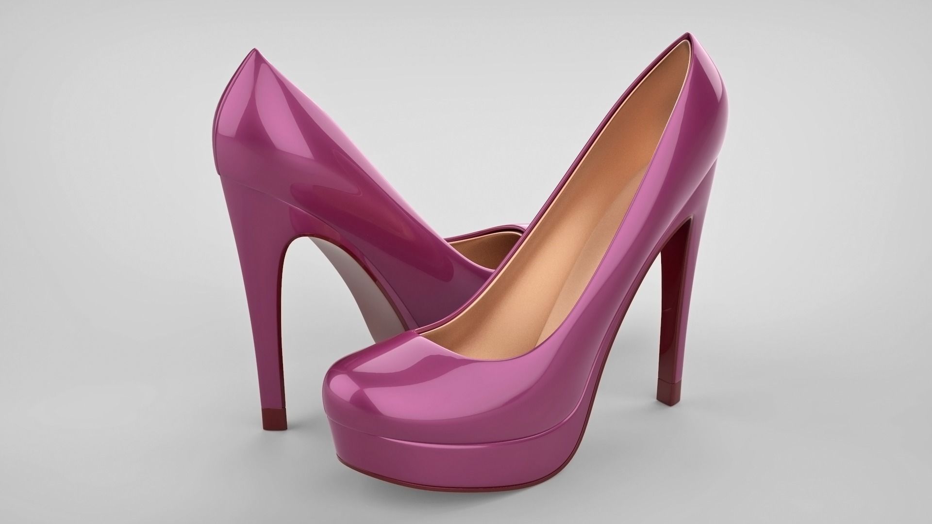 Beautiful stiletto heels with Platform 3D model_40