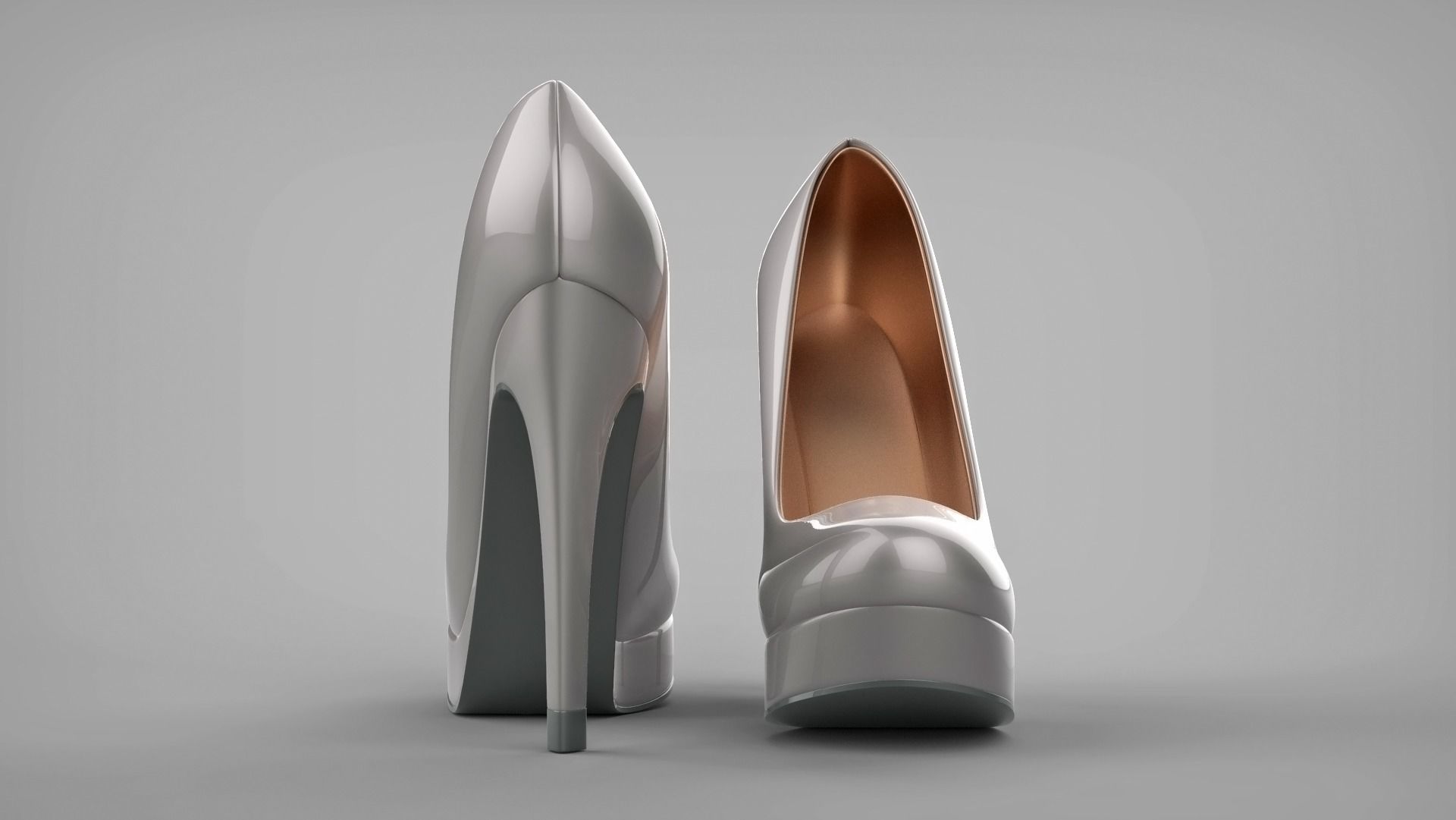 Beautiful stiletto heels with Platform 3D model_9