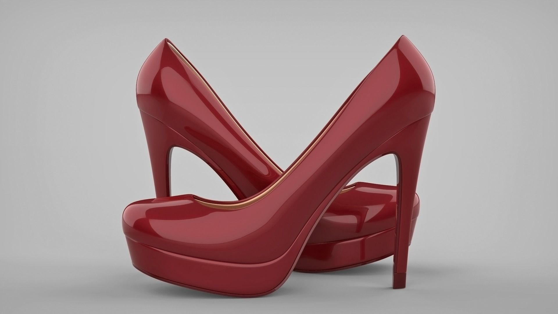 Beautiful stiletto heels with Platform 3D model_35