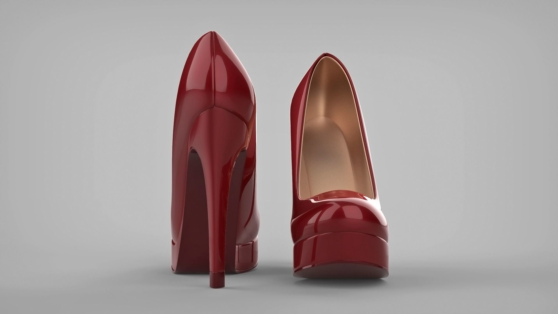 Beautiful stiletto heels with Platform 3D model_38
