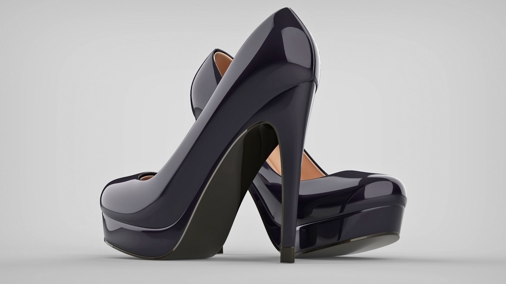 Beautiful stiletto heels with Platform 3D model_3