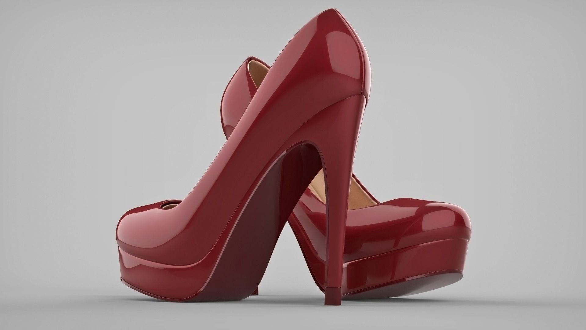 Beautiful stiletto heels with Platform 3D model_36