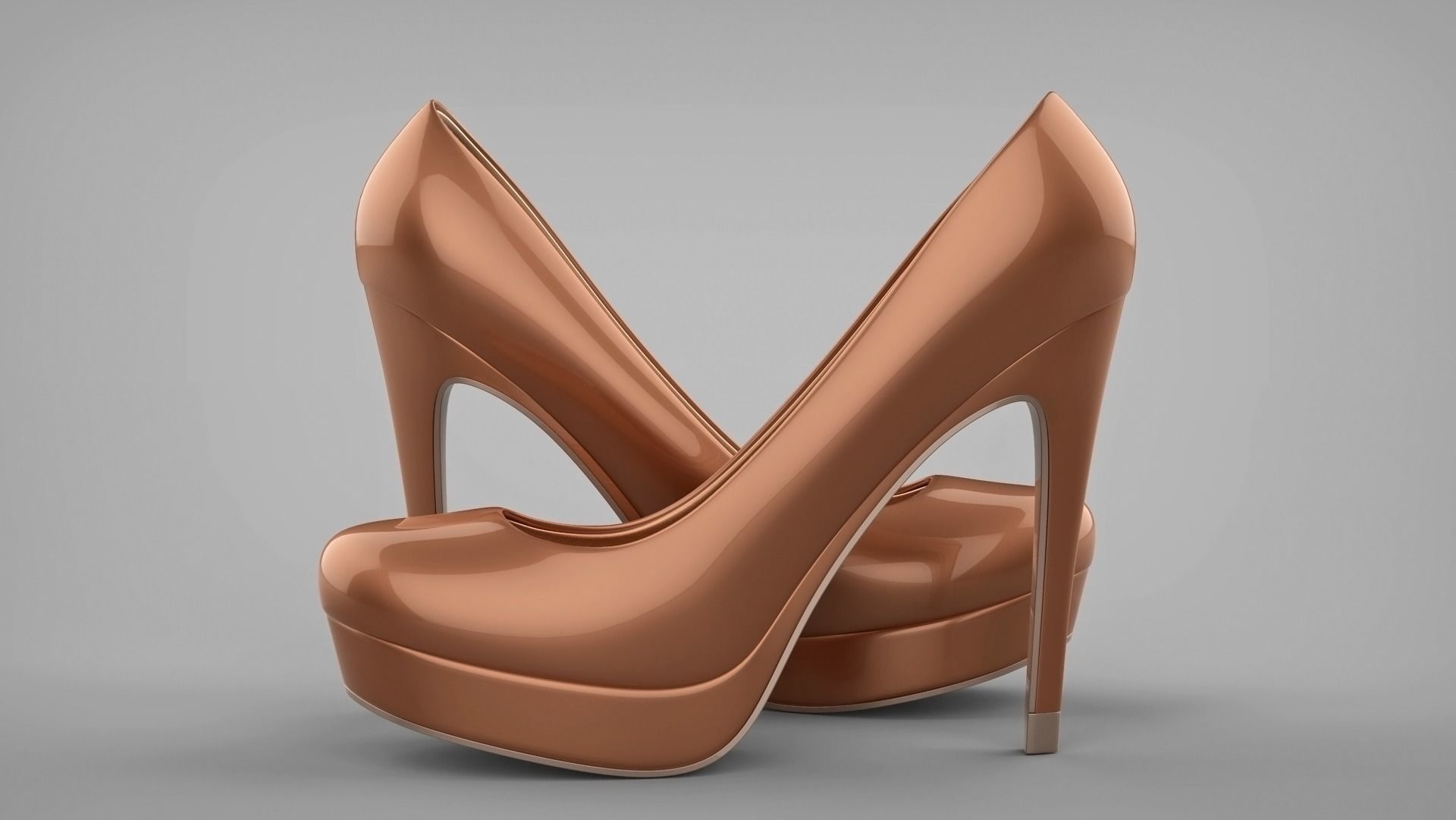 Beautiful stiletto heels with Platform 3D model_24