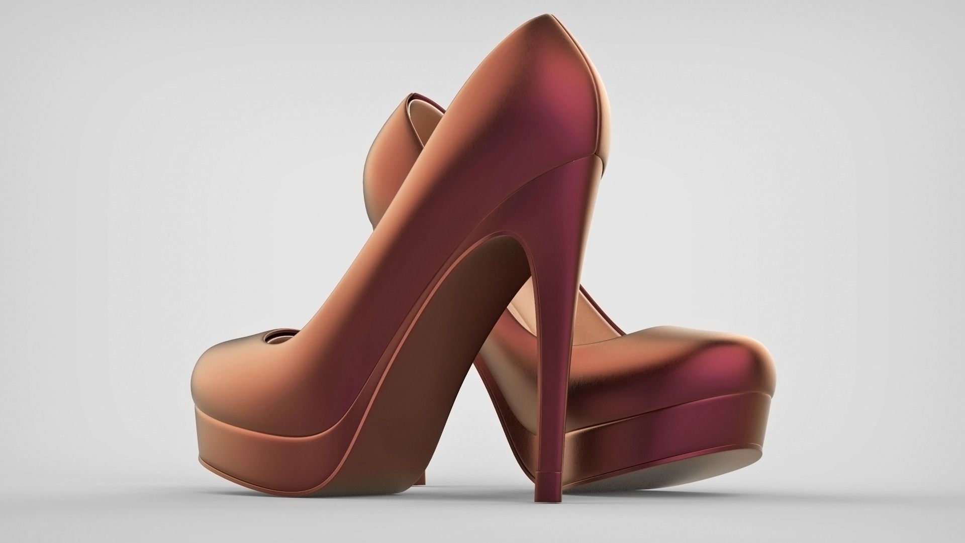 Beautiful stiletto heels with Platform 3D model_19