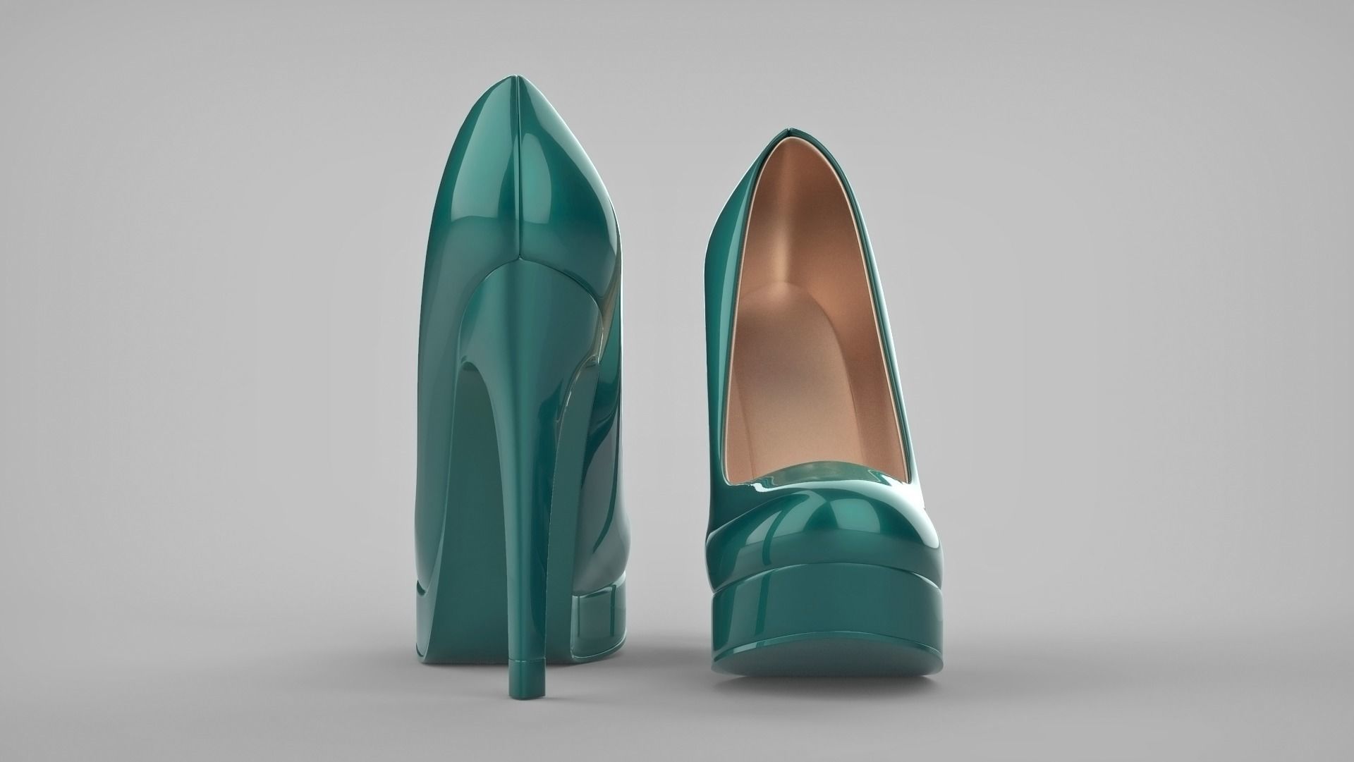 Beautiful stiletto heels with Platform 3D model_15