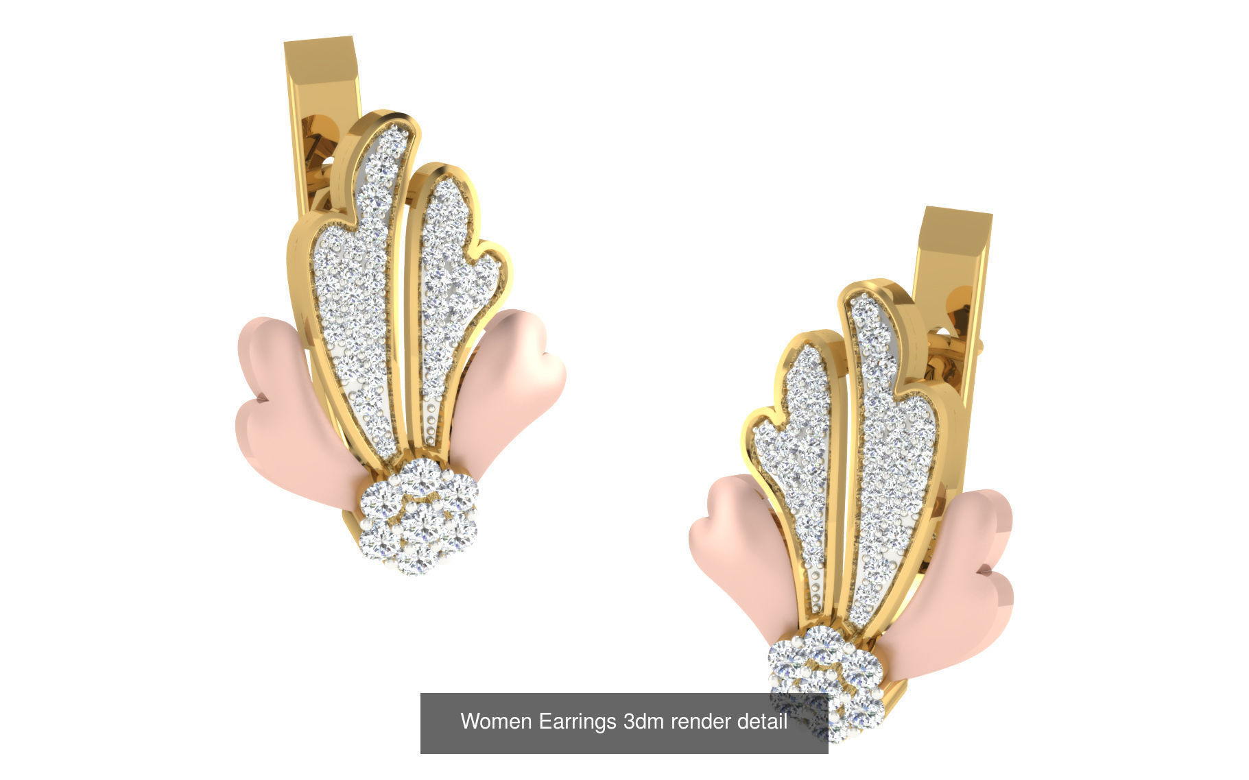 5 Flower Earrings 3dm stl render details  3D Model Collection_5