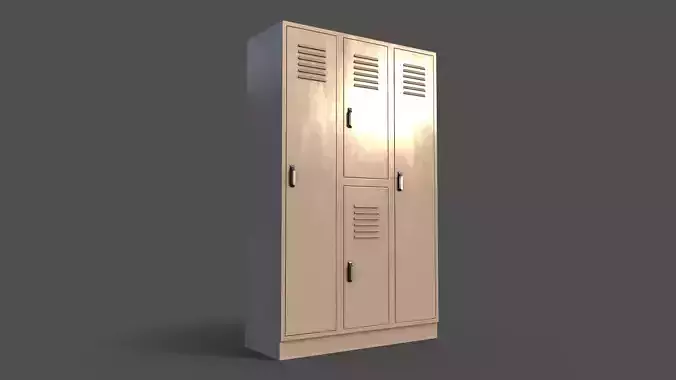 PBR School Gym Locker 05 - White Low-poly 3D model