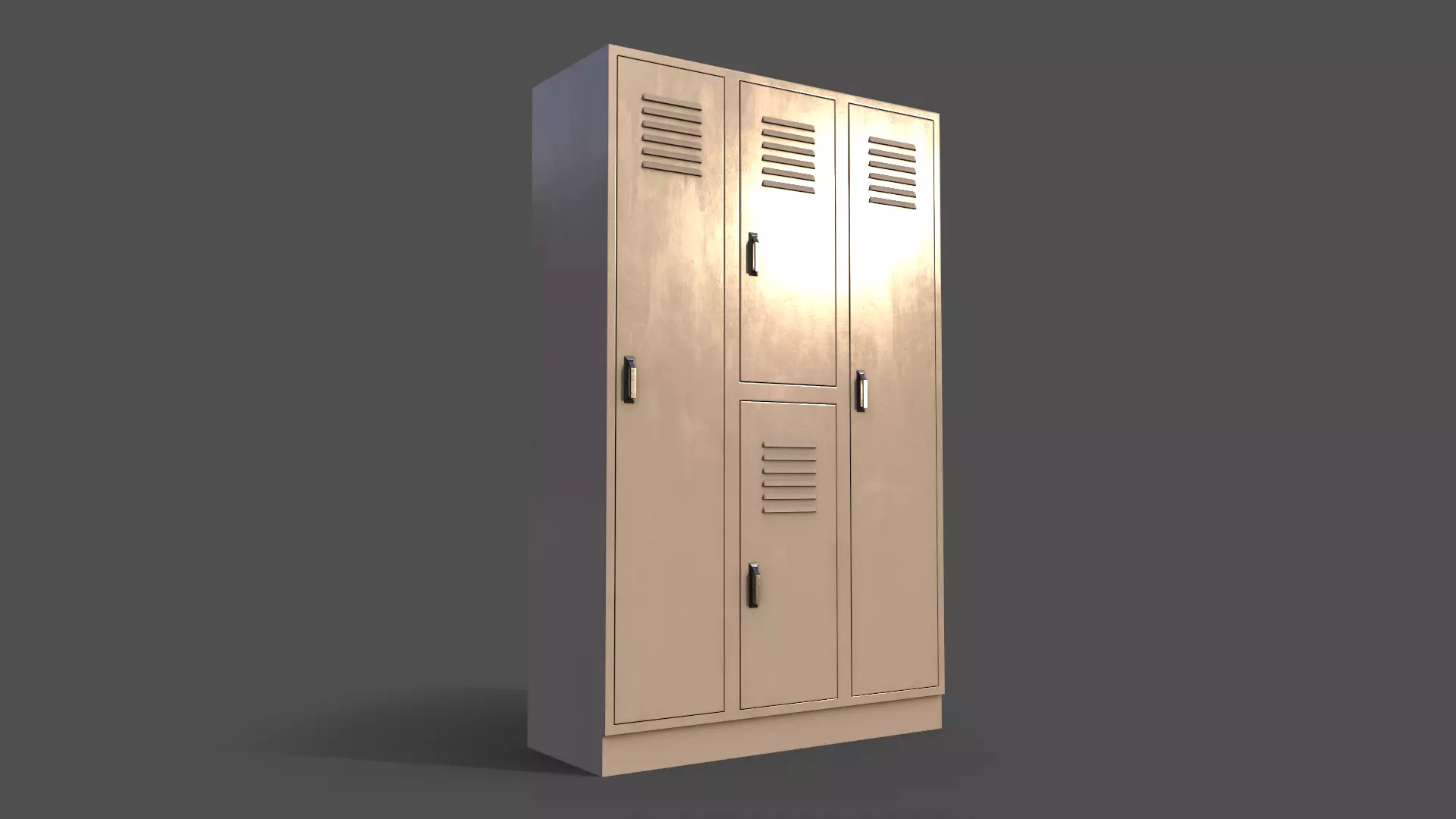 PBR School Gym Locker 05 - White Low-poly 3D model_0