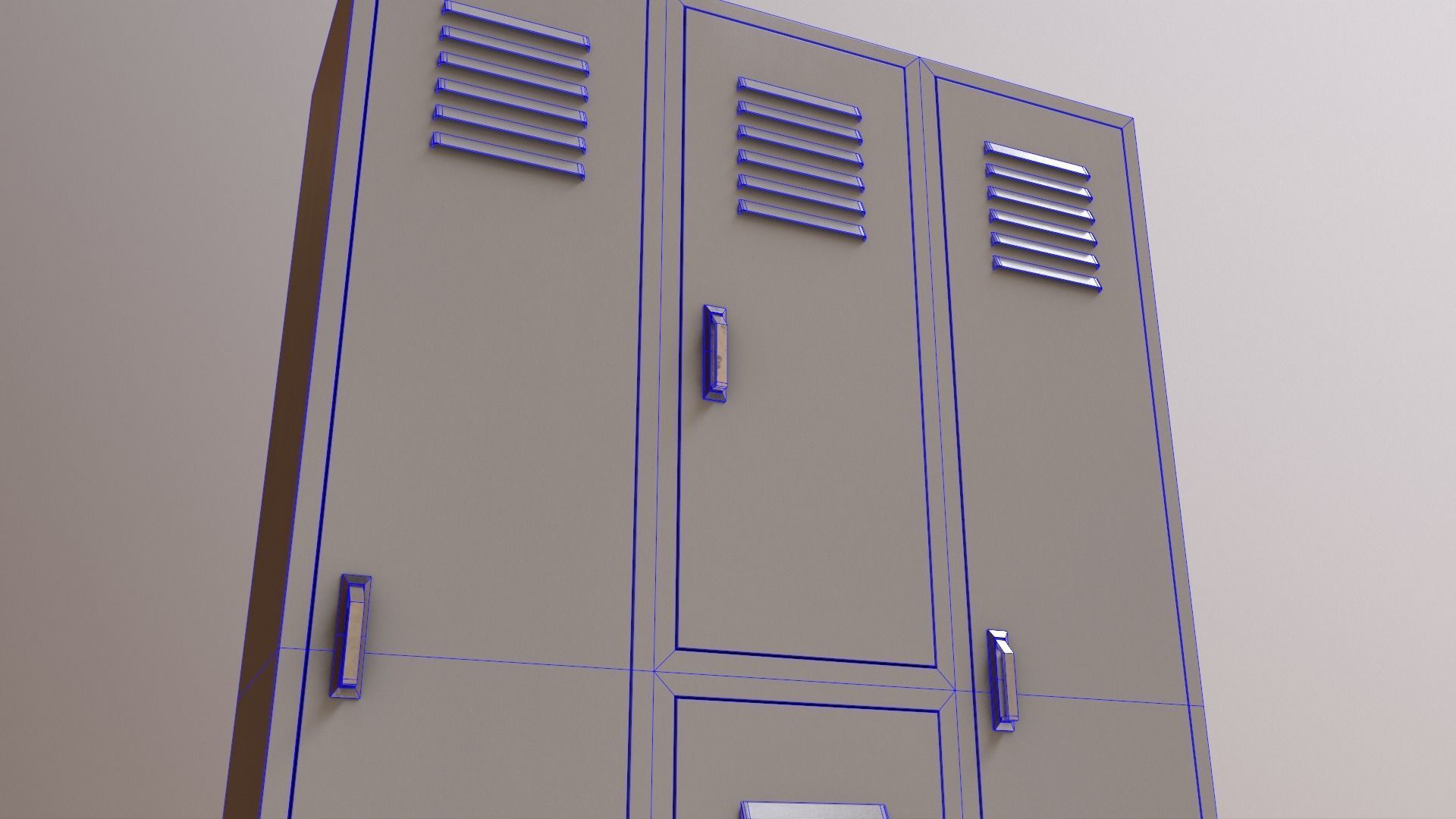PBR School Gym Locker 05 - White Low-poly 3D model_23