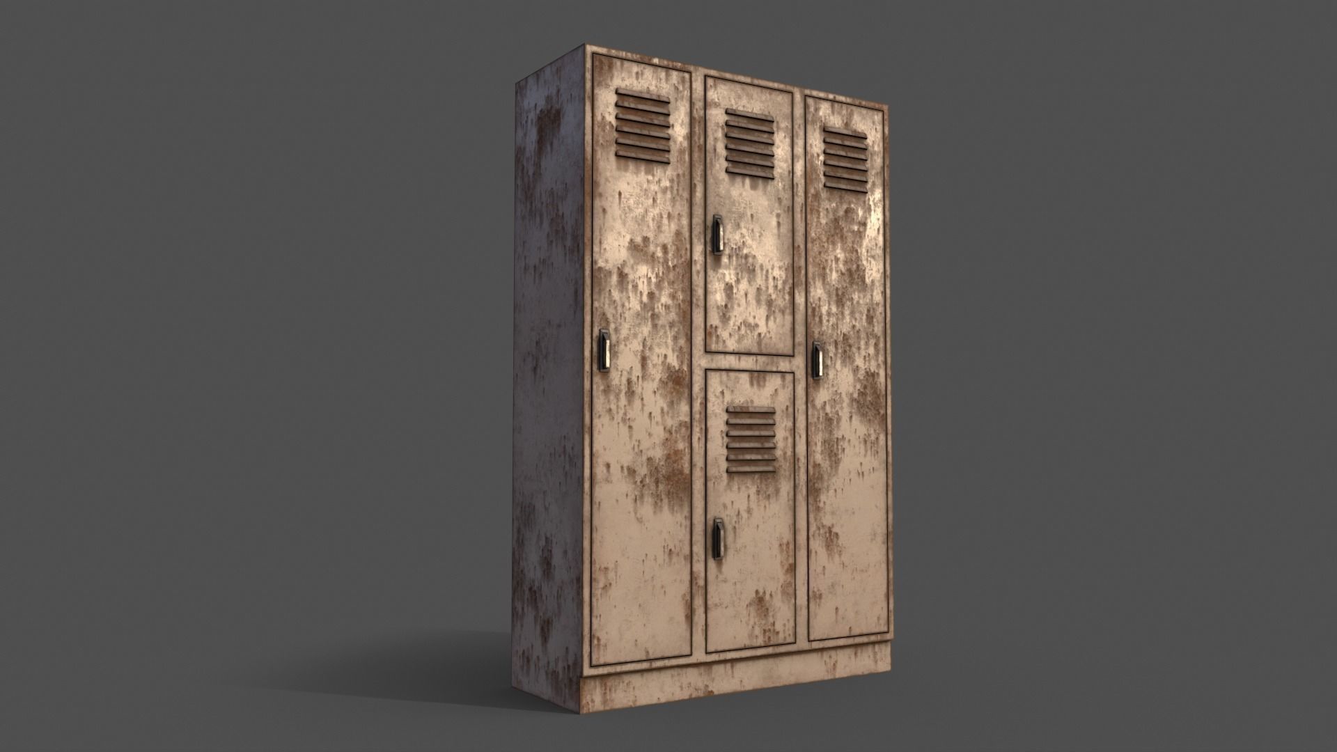 PBR School Gym Locker 05 - White Low-poly 3D model_4