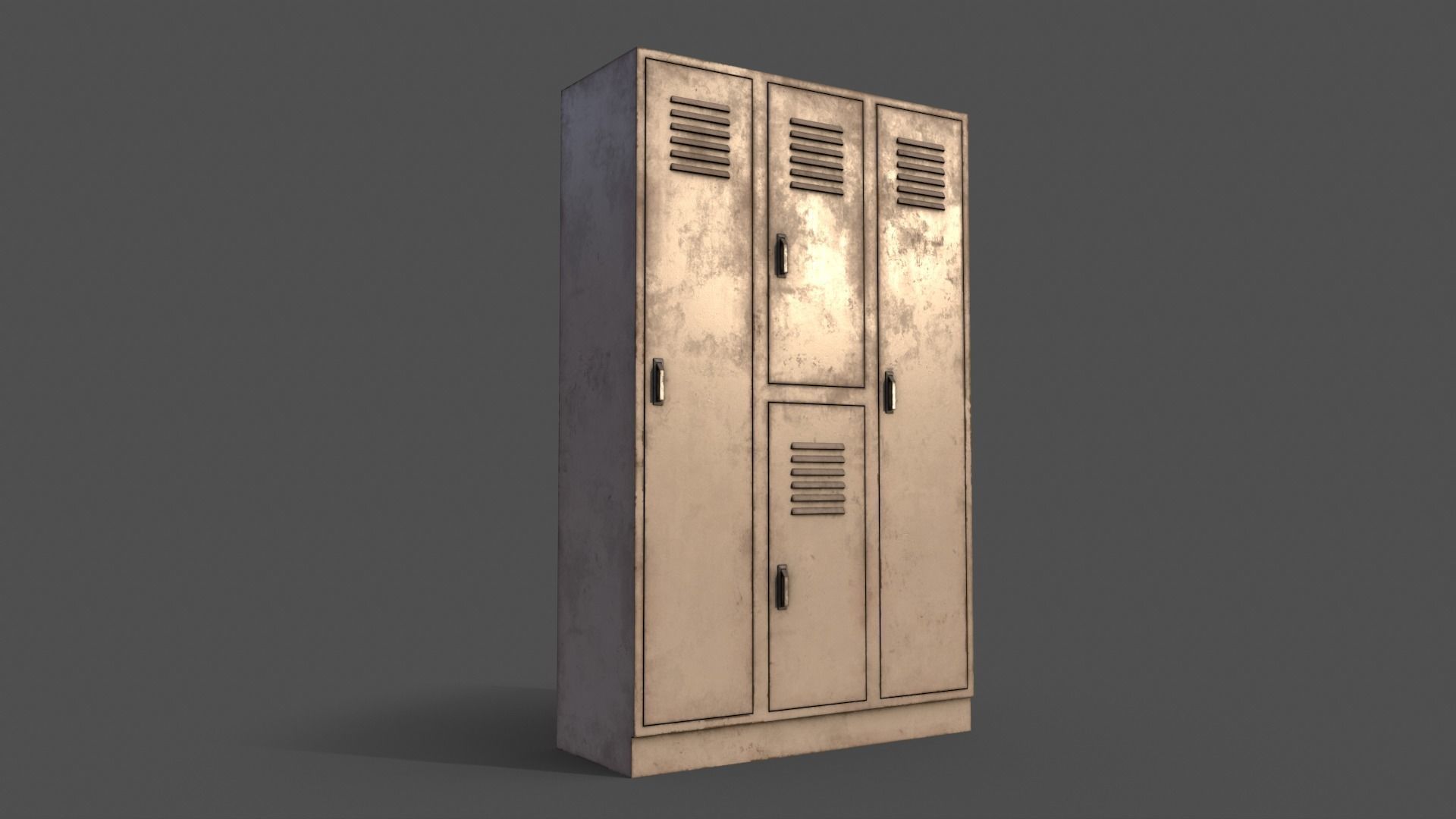 PBR School Gym Locker 05 - White Low-poly 3D model_3