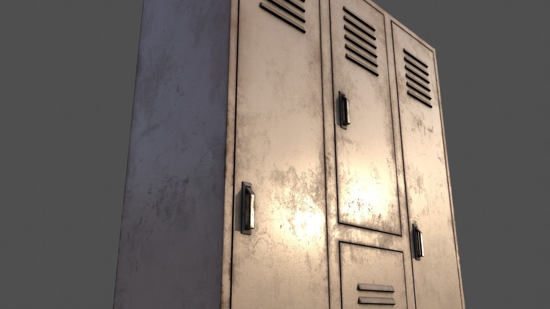 PBR School Gym Locker 05 - White Low-poly 3D model_15