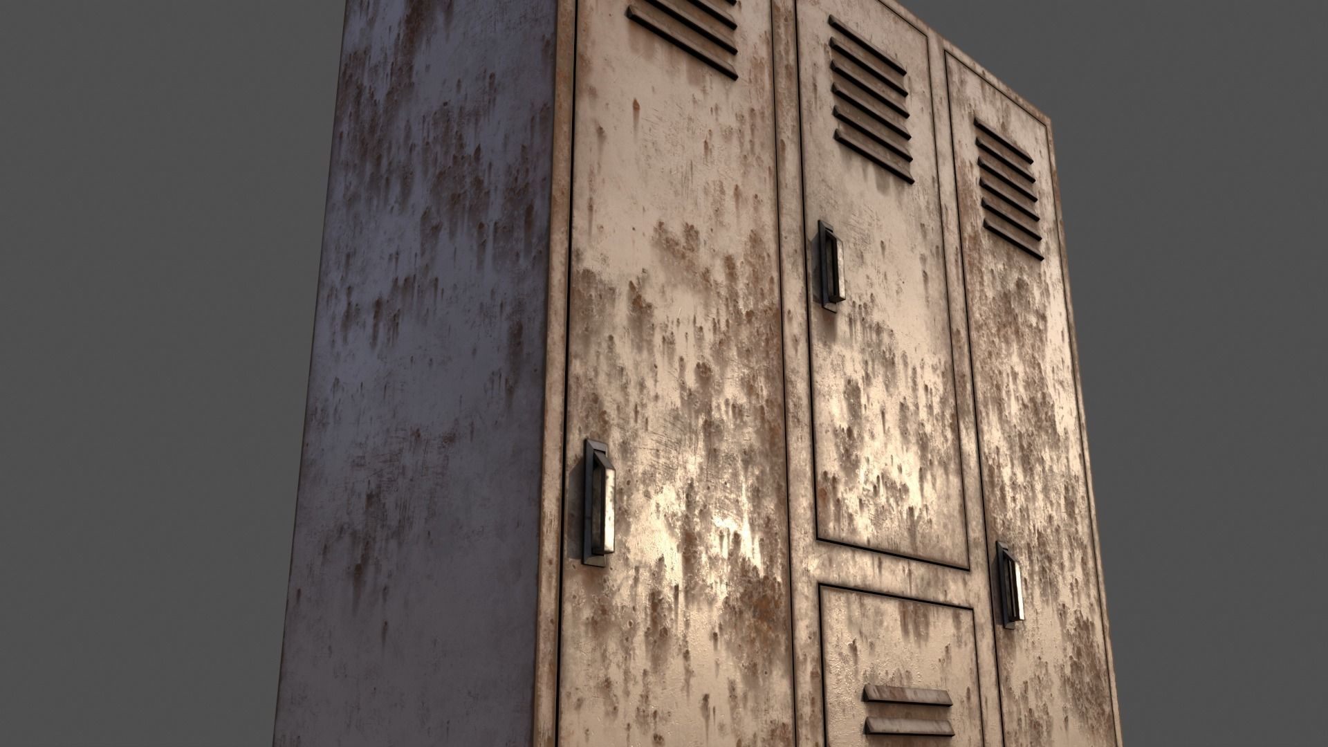 PBR School Gym Locker 05 - White Low-poly 3D model_16