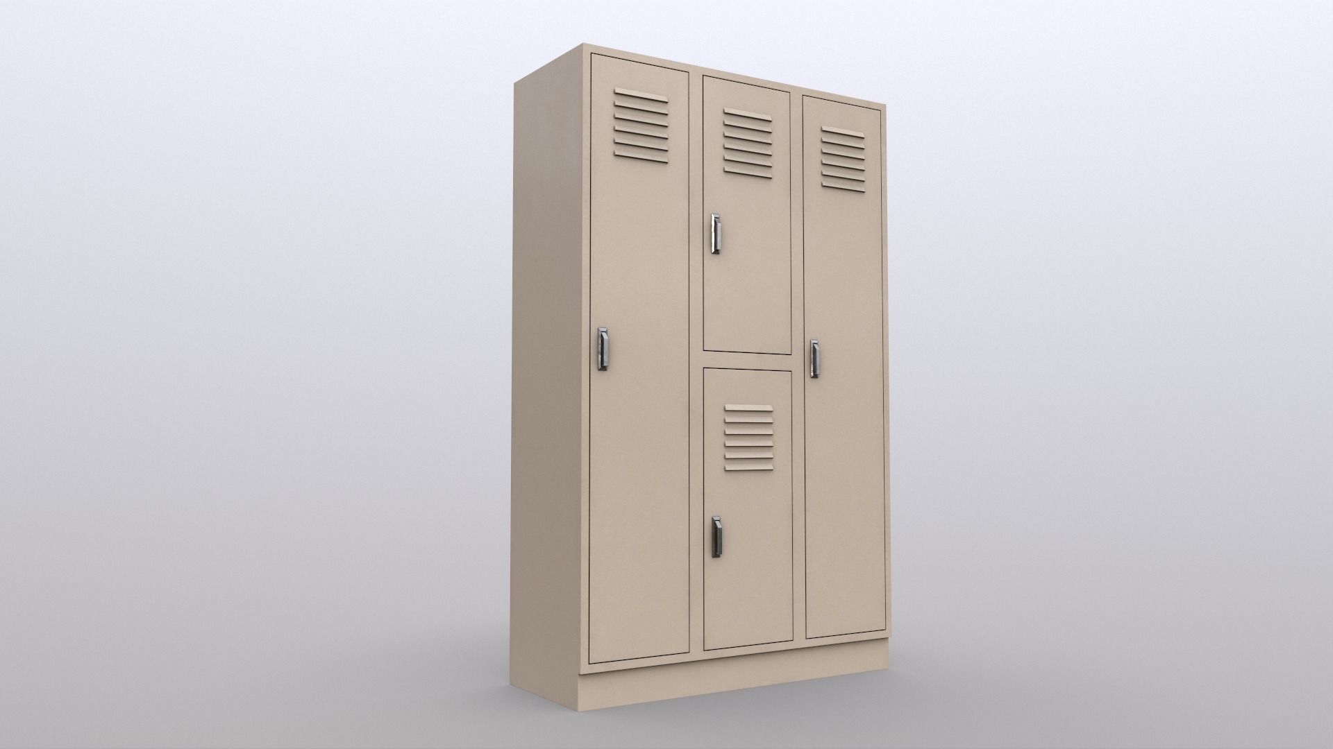 PBR School Gym Locker 05 - White Low-poly 3D model_8