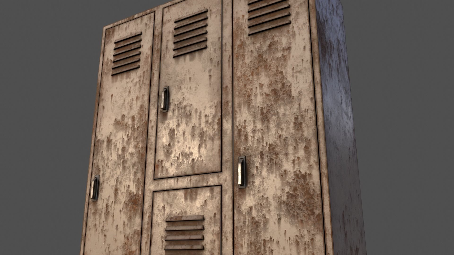 PBR School Gym Locker 05 - White Low-poly 3D model_19