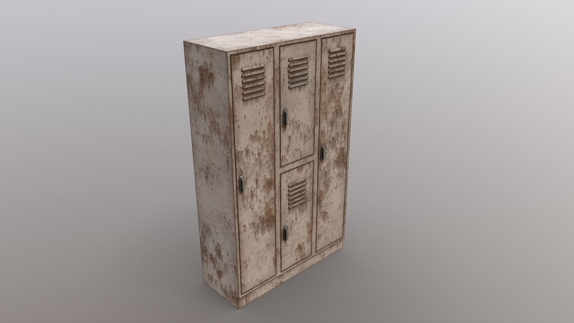 PBR School Gym Locker 05 - White Low-poly 3D model_13