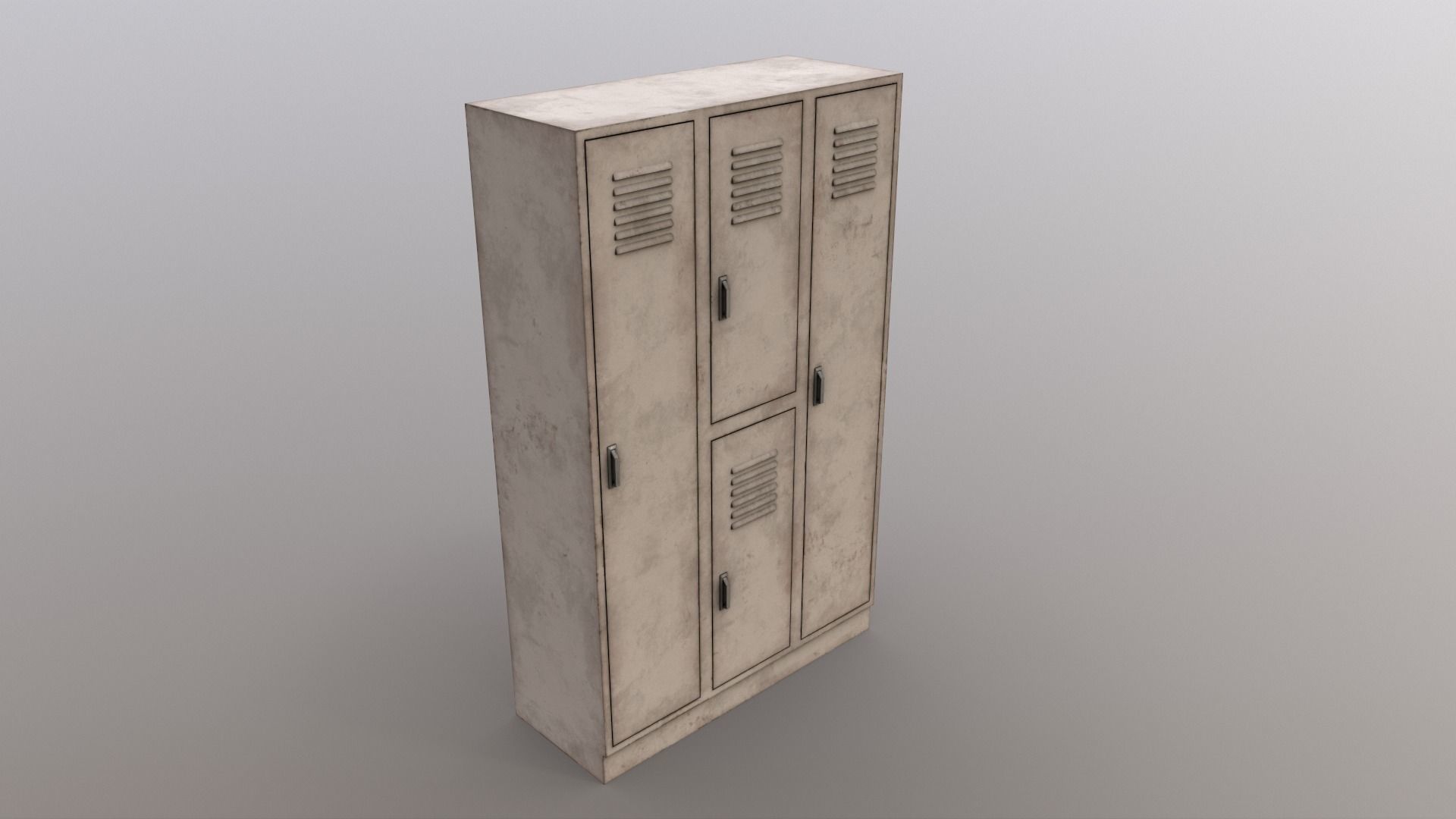 PBR School Gym Locker 05 - White Low-poly 3D model_12