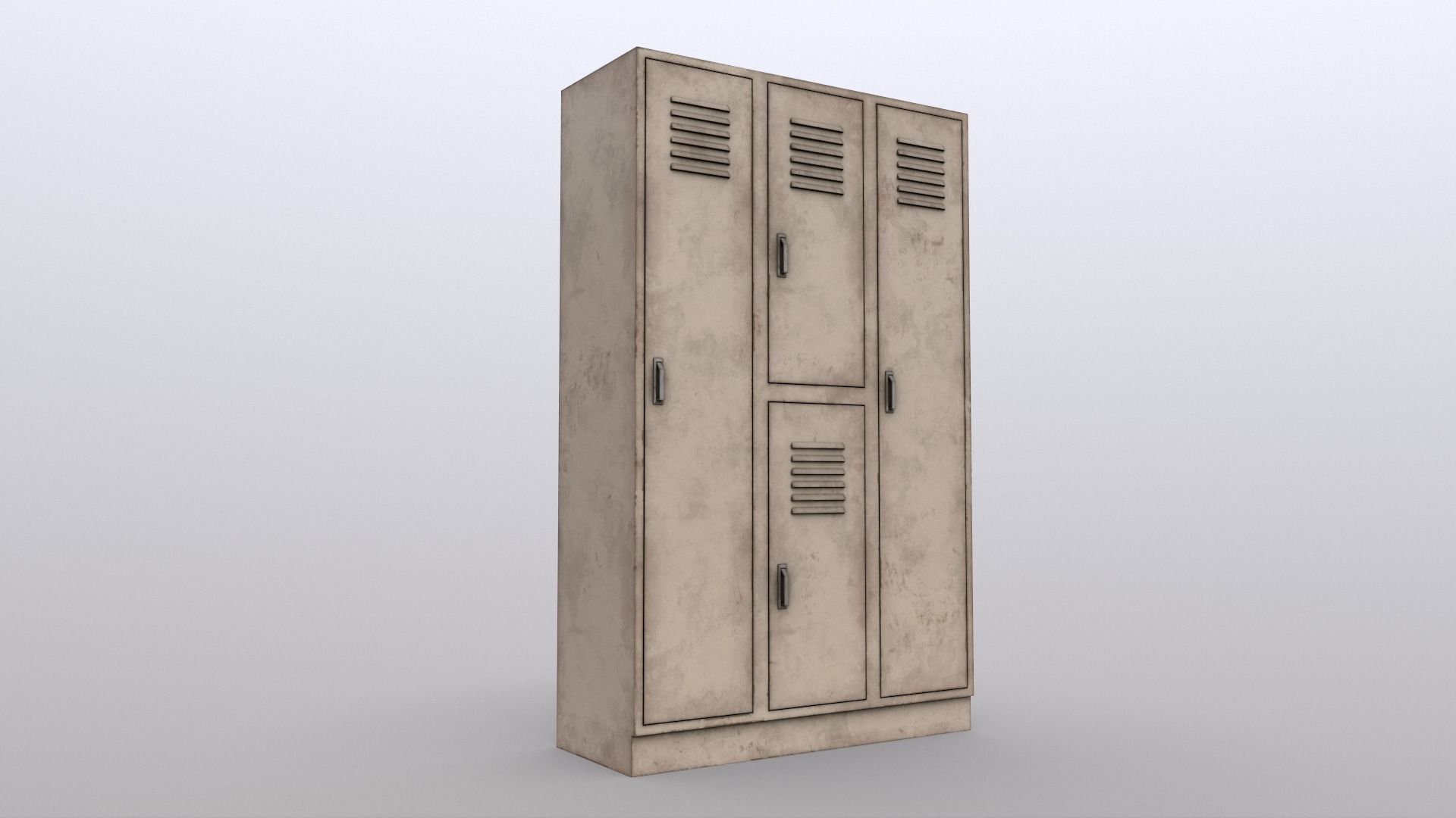 PBR School Gym Locker 05 - White Low-poly 3D model_9