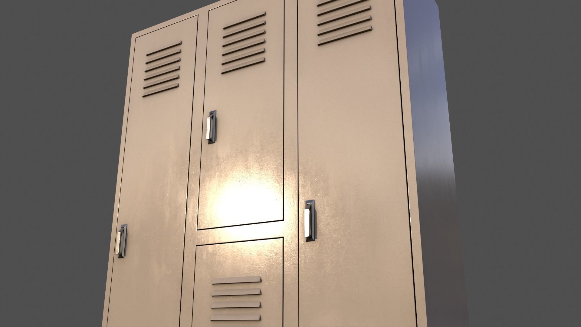 PBR School Gym Locker 05 - White Low-poly 3D model_17