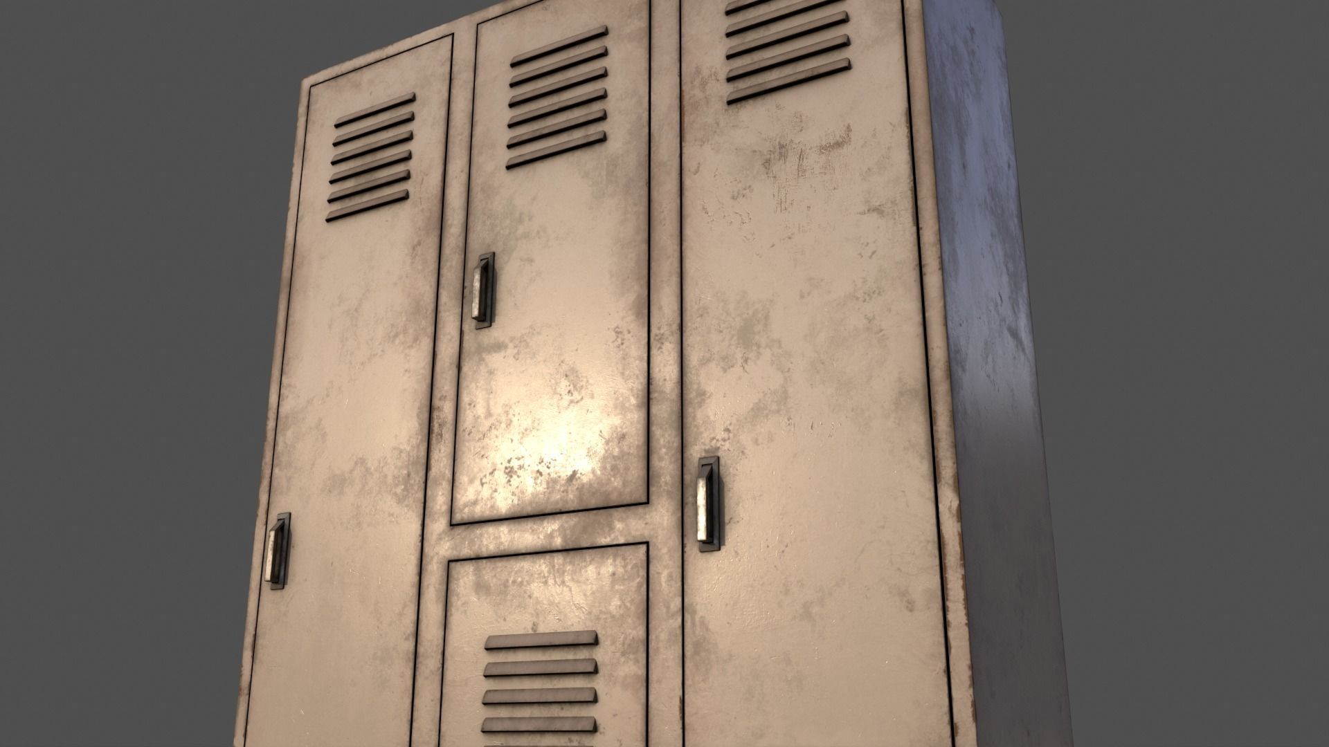 PBR School Gym Locker 05 - White Low-poly 3D model_18